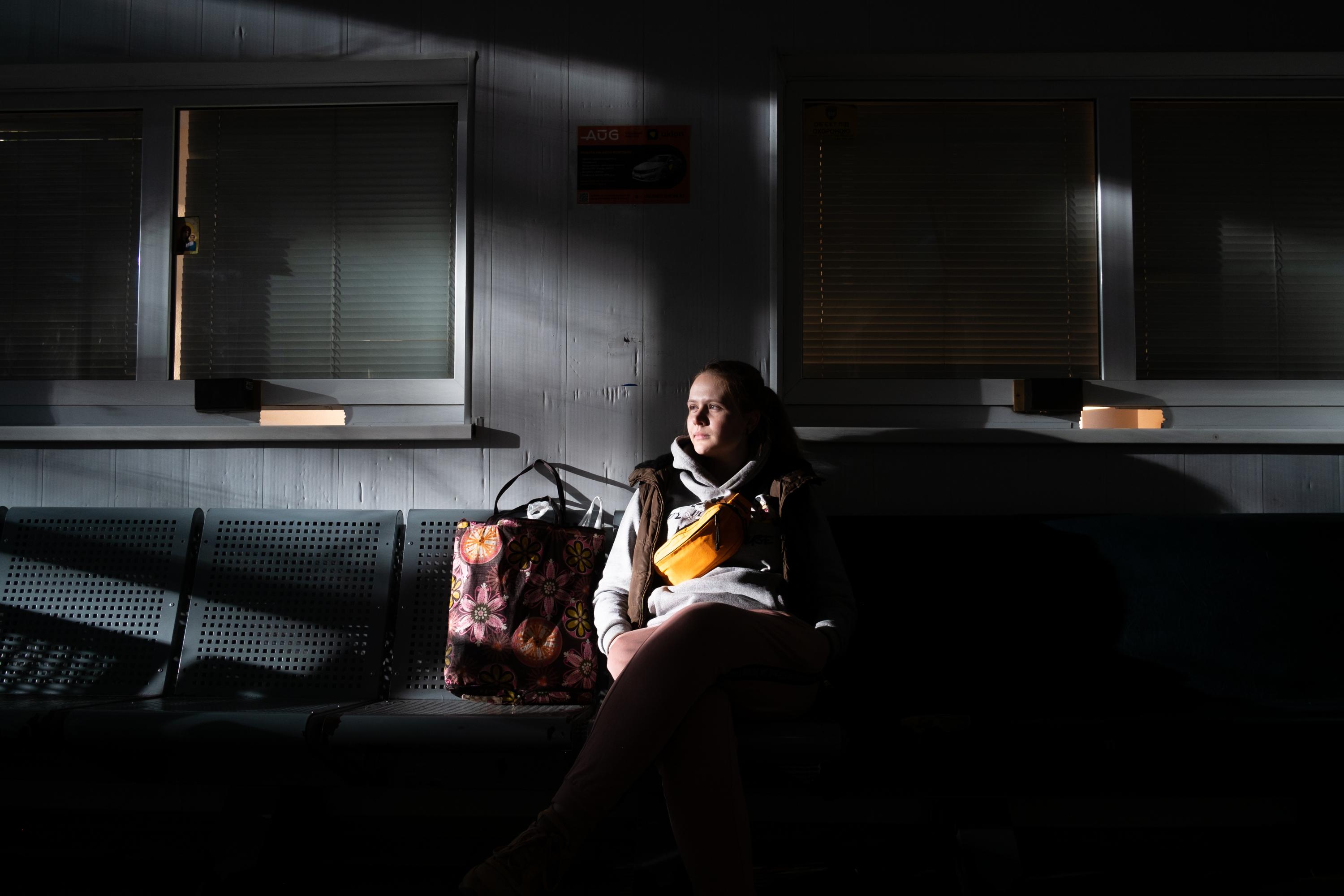  Vika waiting at the Kiev bus station ready to travel to Ivankiv. 