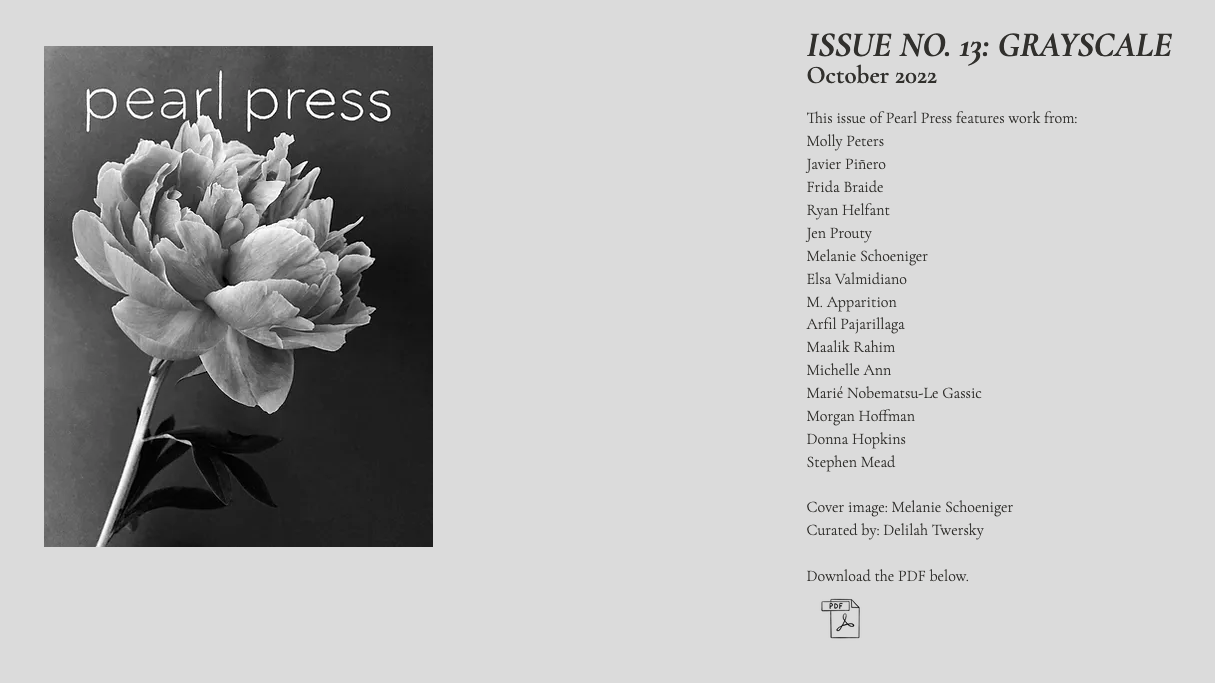 "Grayscale" - Pearl Press Issue #13