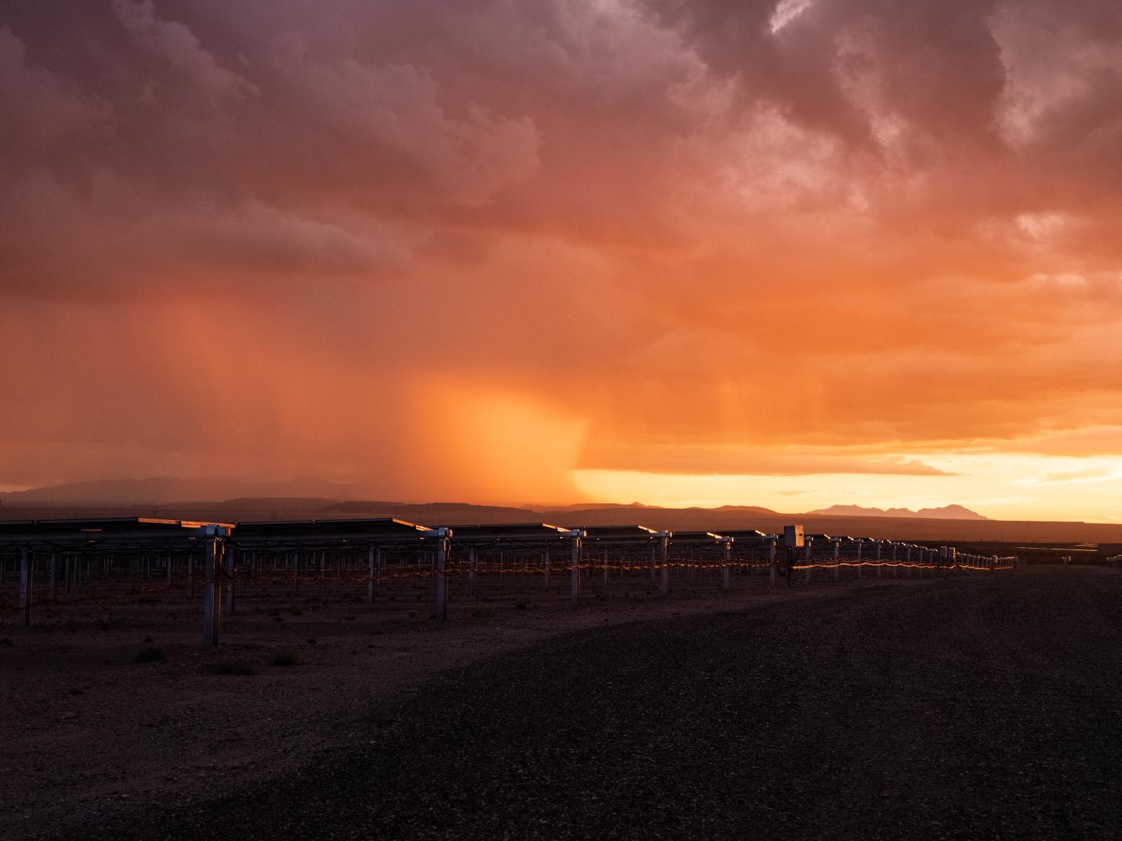 Monsoon Sunset Over Solar Panels