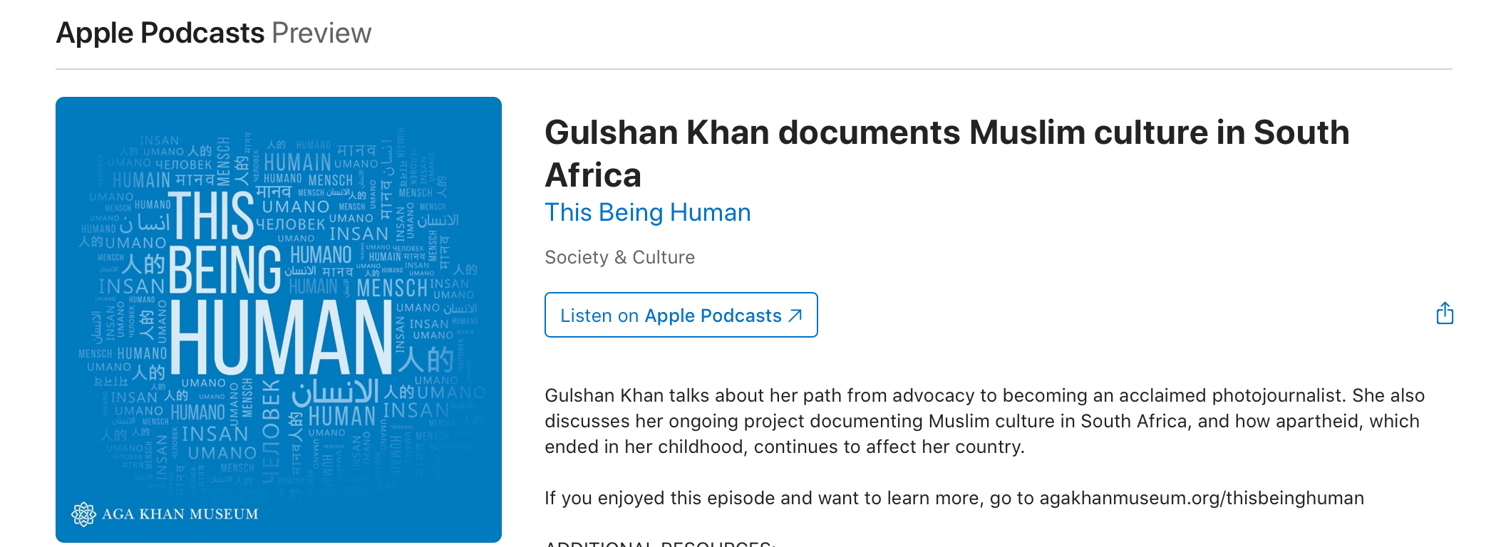 ‎This Being Human: Gulshan Khan documents Muslim culture in South Africa on Apple Podcasts