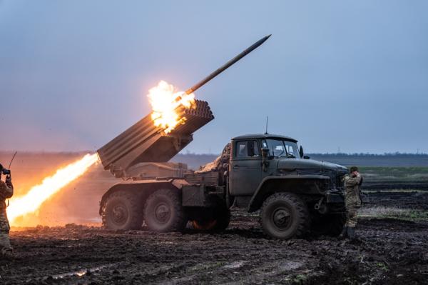 Image from Ukraine - A Ukrainian artillery truck fires in an undisclosed...