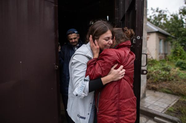 Image from Ukraine - Albina hugs her mother for the first time since Russia...