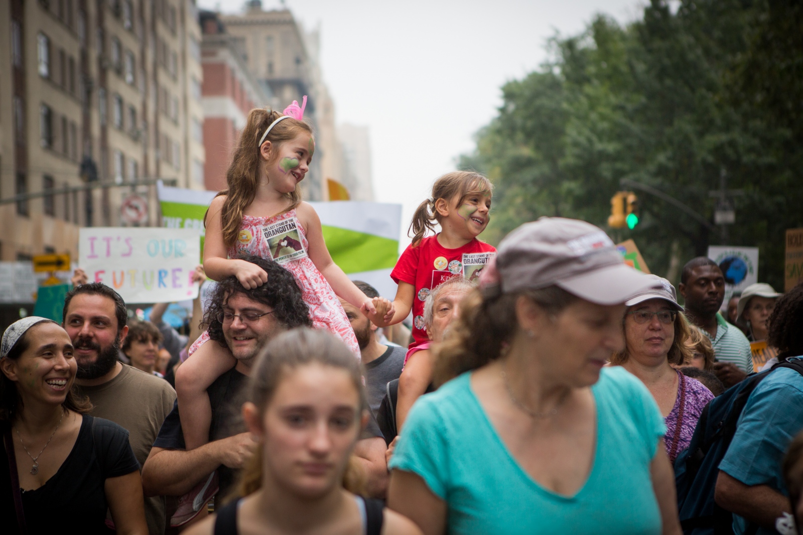 On the Spot, NYC -  Celeste Flynn, 5, left, and Bina Mannes Geffen, 5, holds...