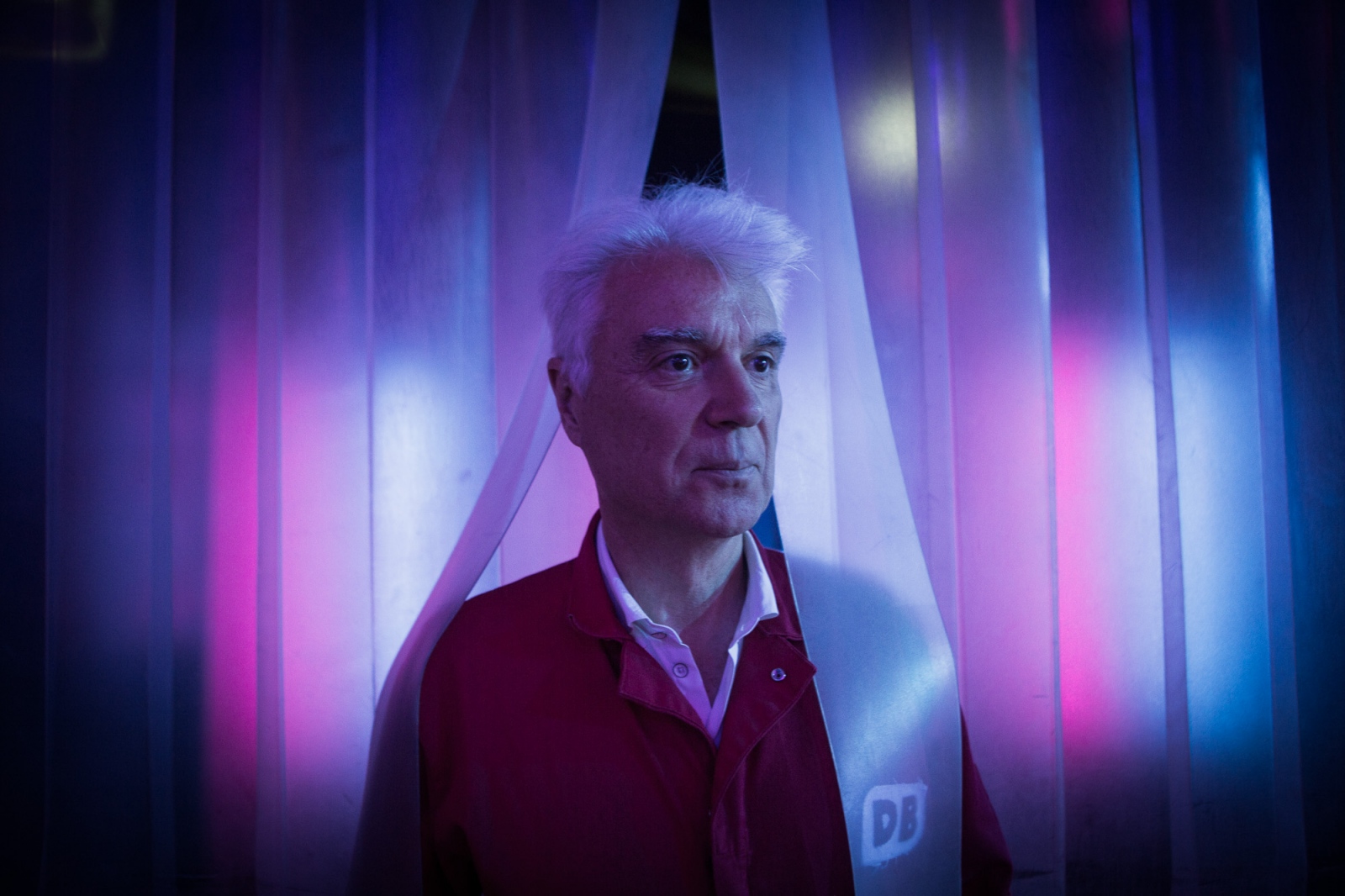On the Spot, NYC -  David Byrne behind stage at his musical "Here Lies...