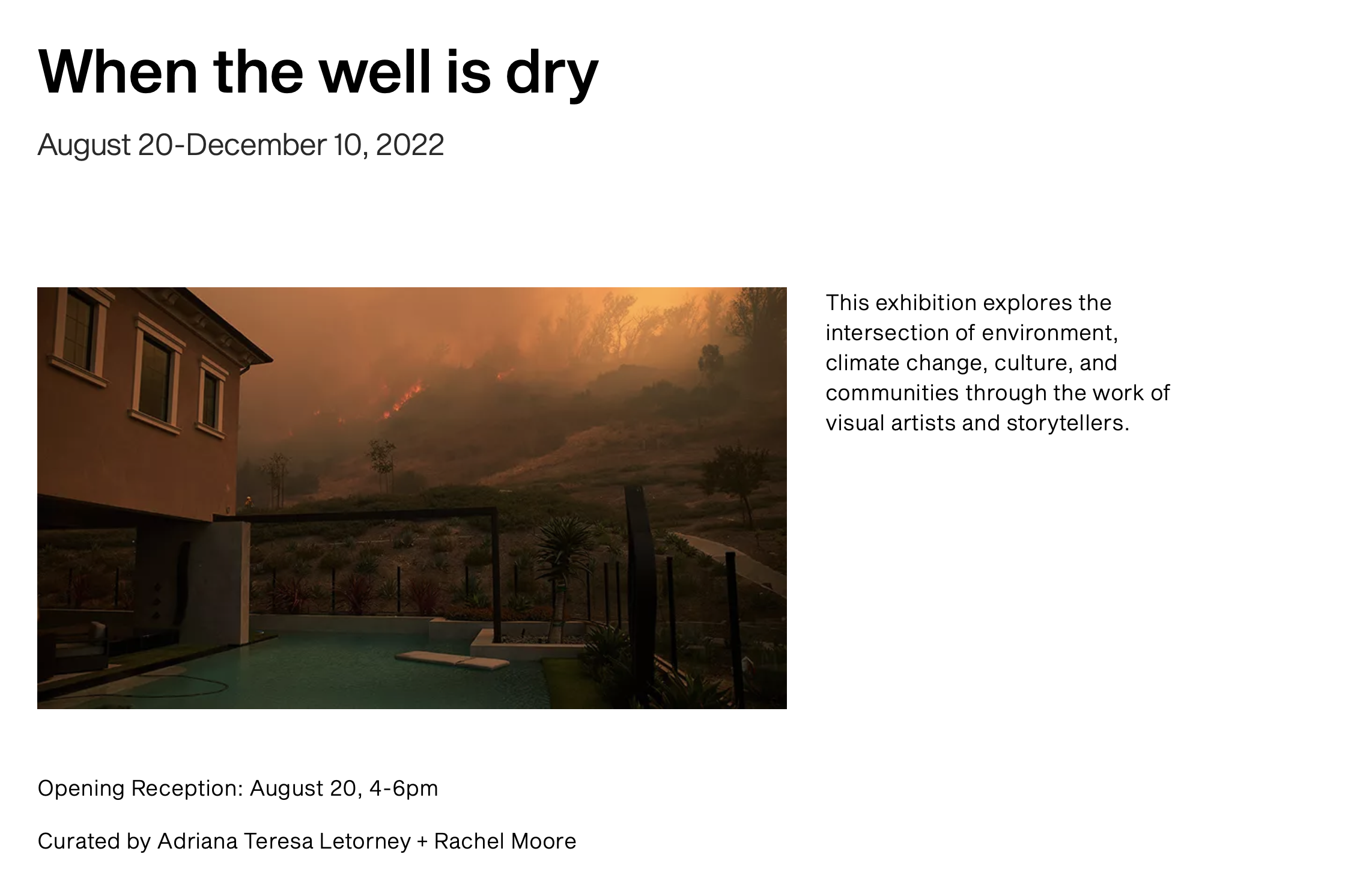 When the well is dry exhibition at The Current