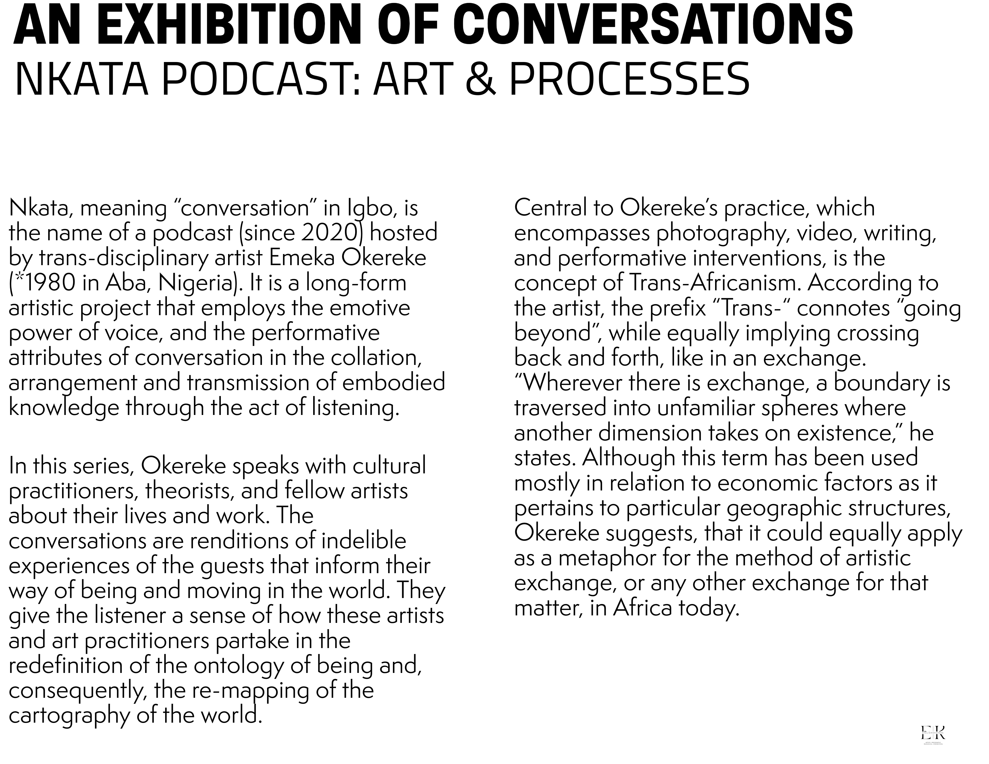 an Exhibition of FiVE Conversations: Nkata Podcast: Art & Processes