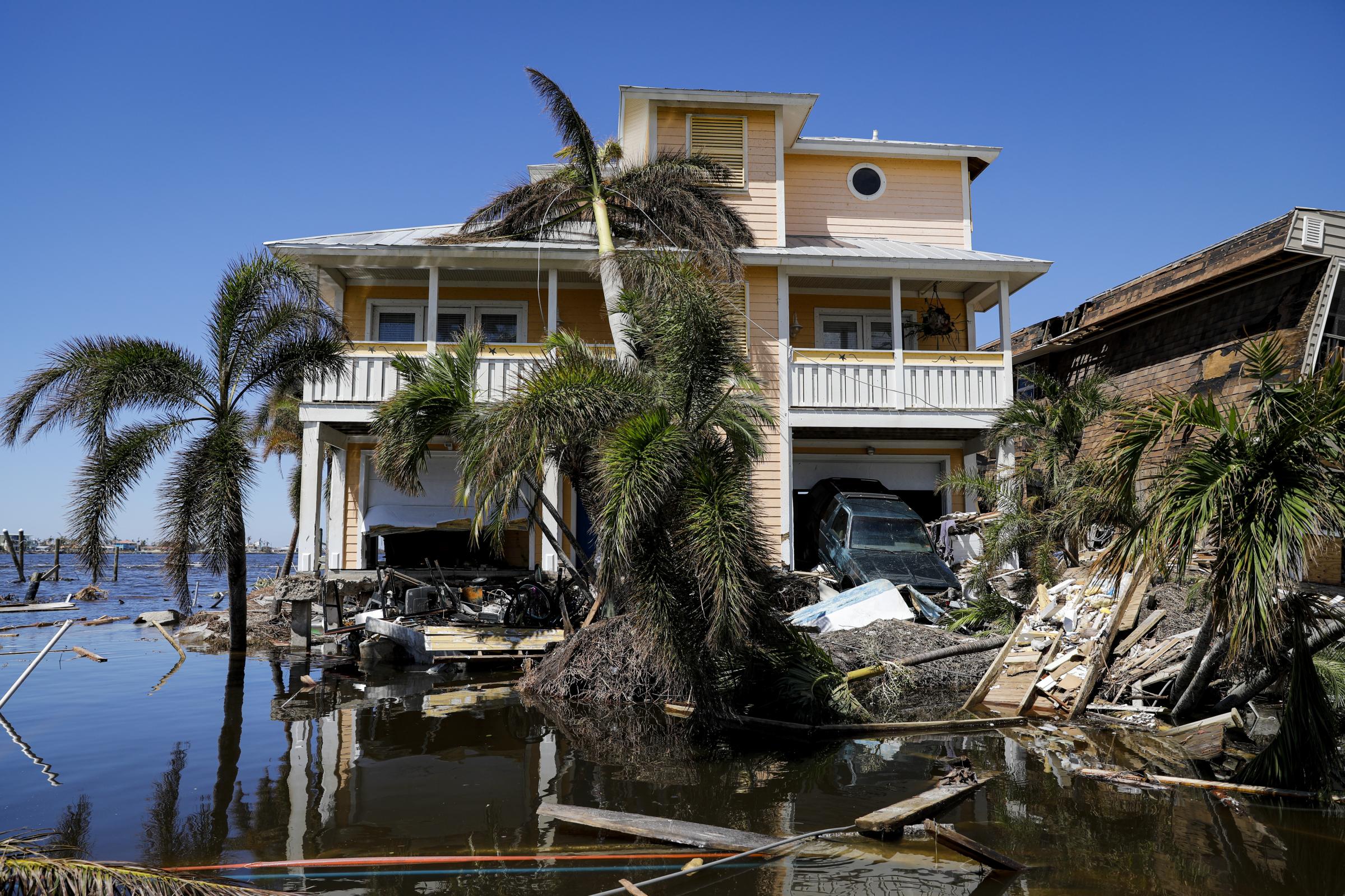 2022 - Hurricane Ian - A houses following Hurricane Ian in Matlacha Isles,...