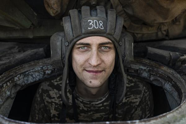 Image from Portrait 2023 - DONBAS, UKRAINE - JULY 13: Yuriy soldier of 81st...