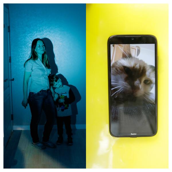 March 30-31, 2022. Becouse of bombs in Mykolaiv Tatyana (42) and Marks (4), are without their cat Anfissa (9). Photo by Gian Marco Benedetto/Anadolu