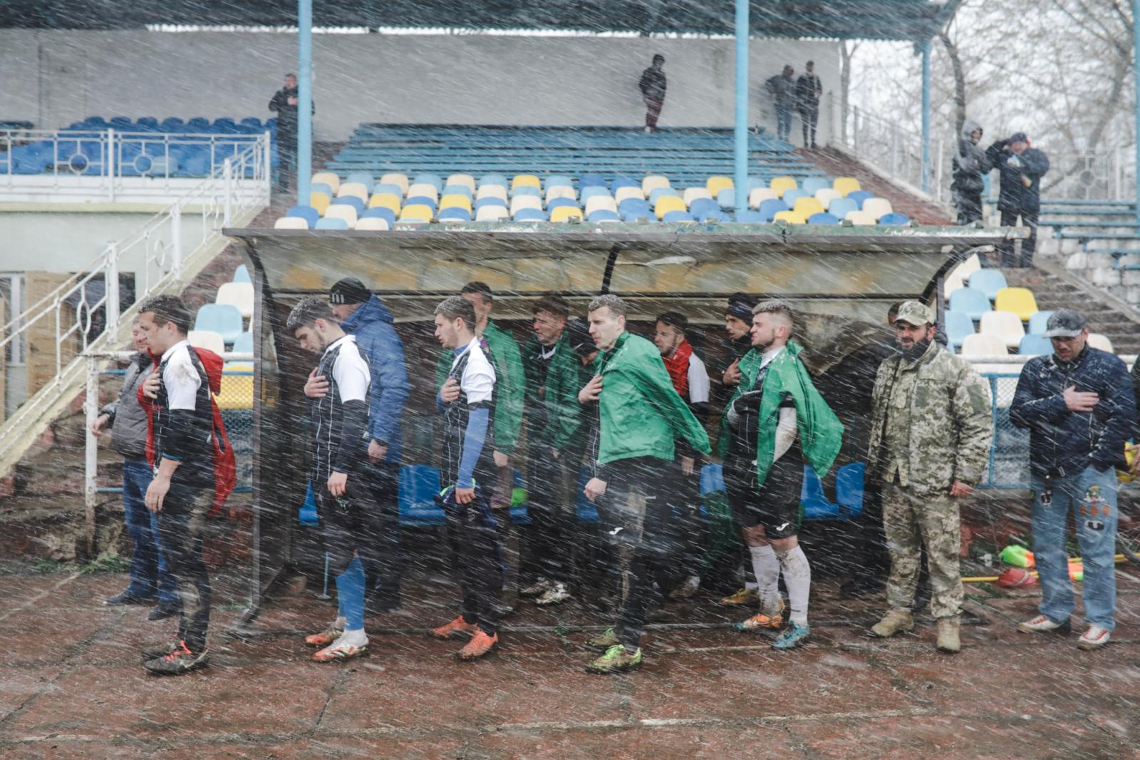 April 17, 2022. Ivanofranki First vestige of football in Ukraine after more than 50 days of war....