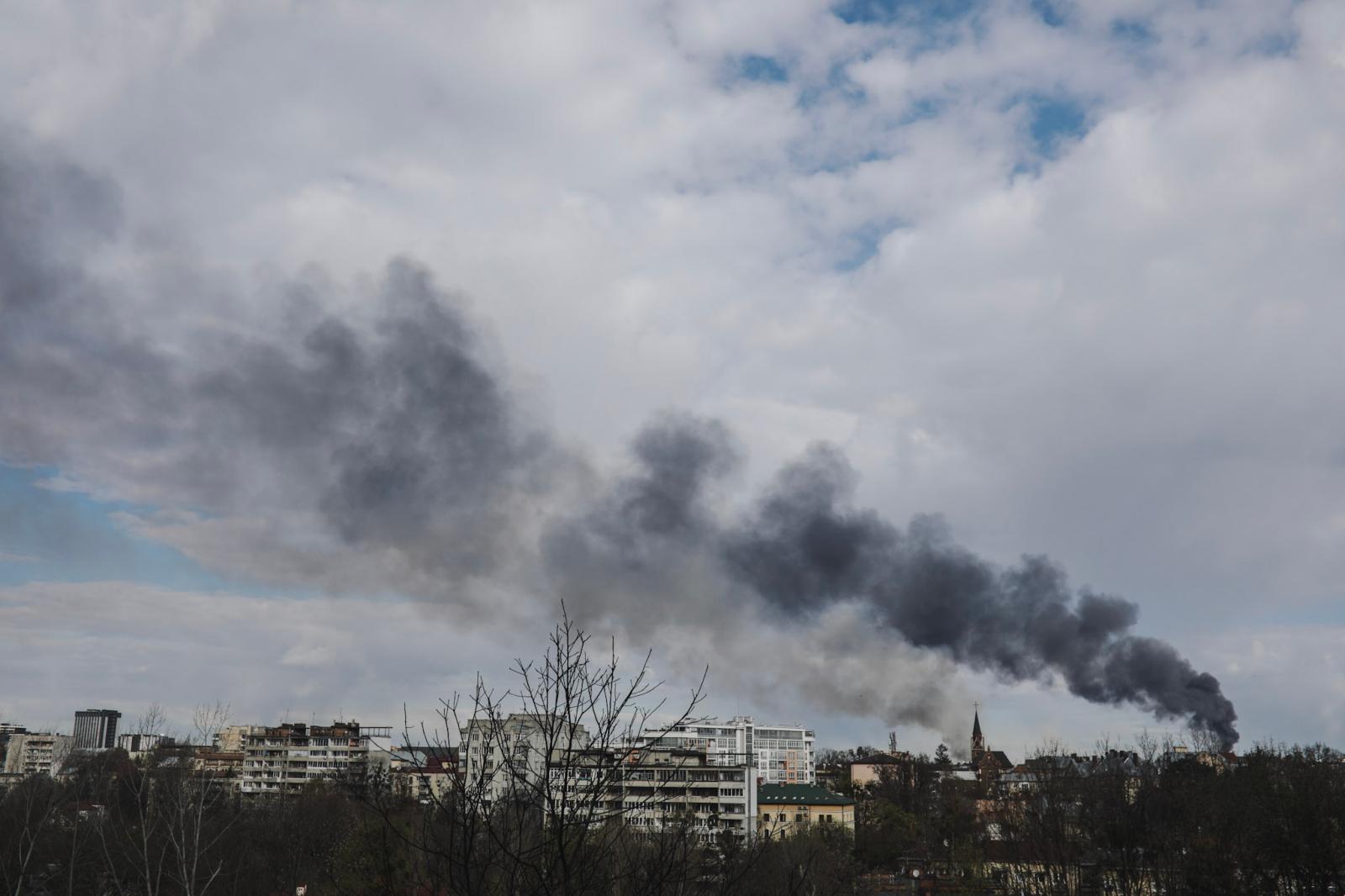 Abril 18, 2022. Lviv. Ukraine. 5 aimed missile strikes on Lviv. photo by Gian Marco...