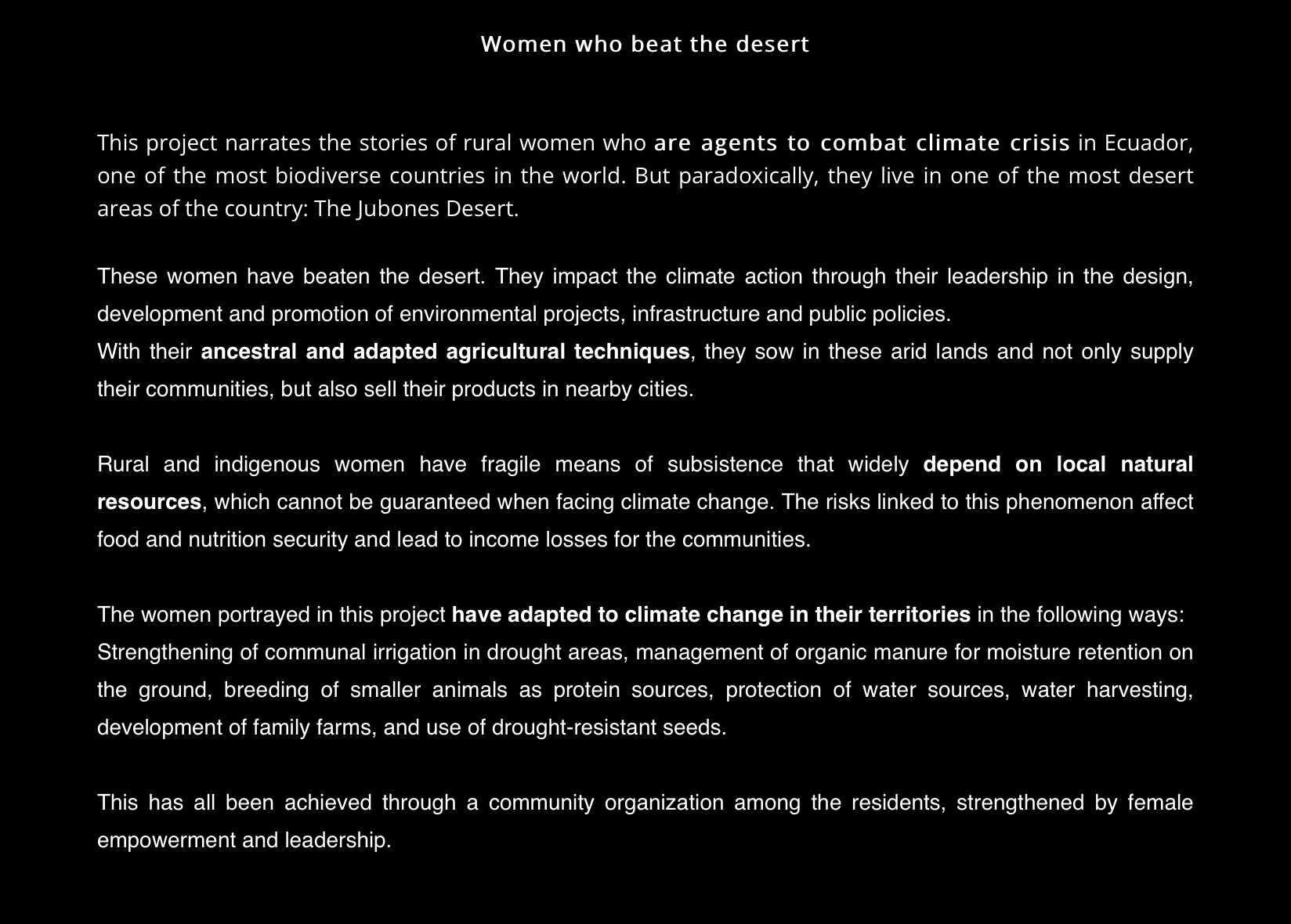 Women who beat the desert -   