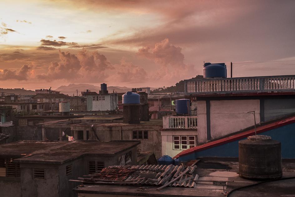 Manifiesto del Agua - Cuba - Evening view over the roofs of the town of Baracoa in...
