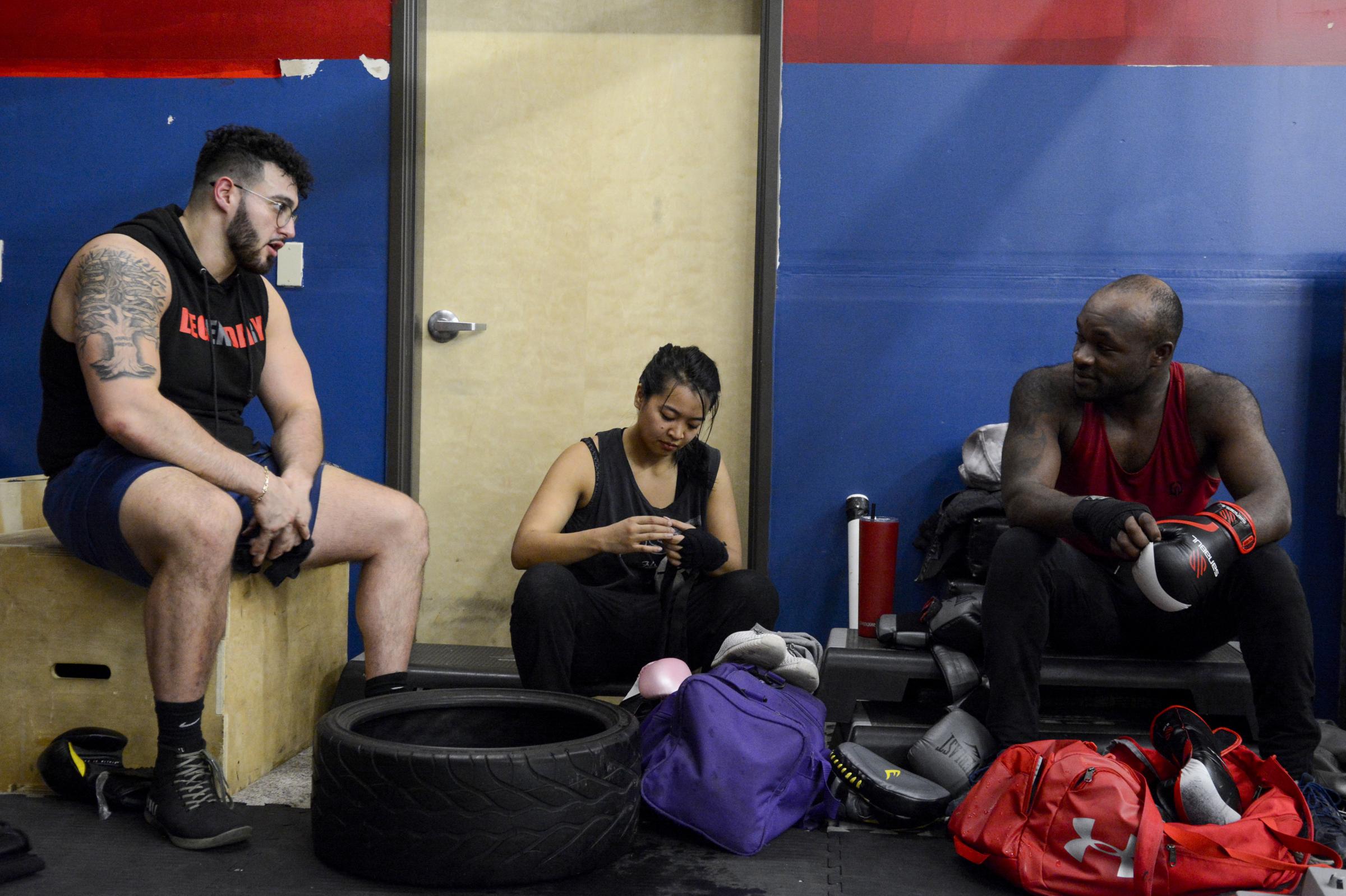 Making noise, breaking tradition - Marielle sits between Daniel Ostrovskiny and Mason Arnett...