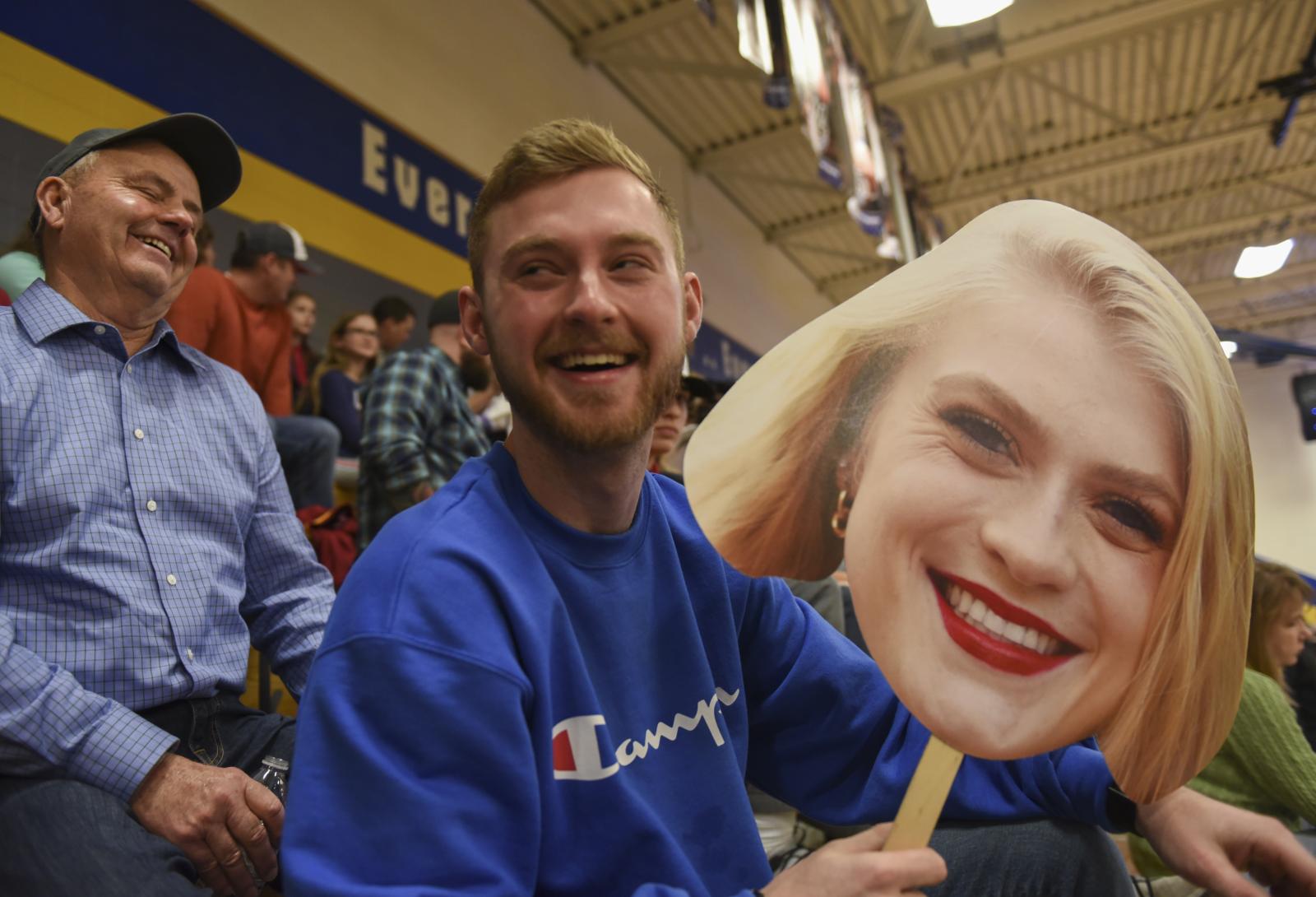 Olathe South faces Olathe West on Friday, Feb. 21, 2020 at Olathe South High School in Olathe, Kan. It was senior night for the Falcons, who bore a tough loss to the Owls. Emmalee Reed 