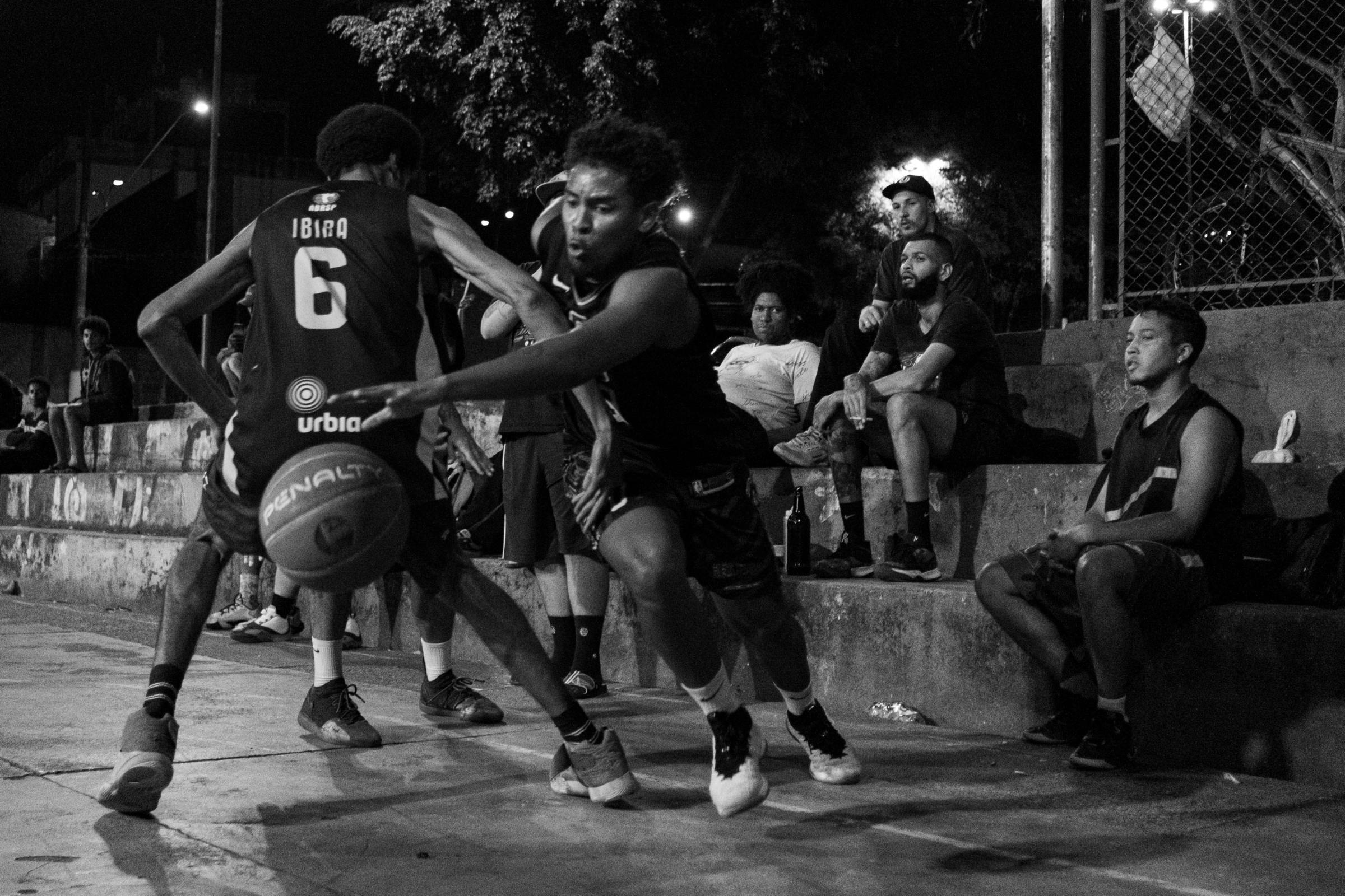 Kaleman Boys -  Rodrigo Santana nutmegs Gerson Victalino Filho at the Kaleman basketball court, in Diadema,...