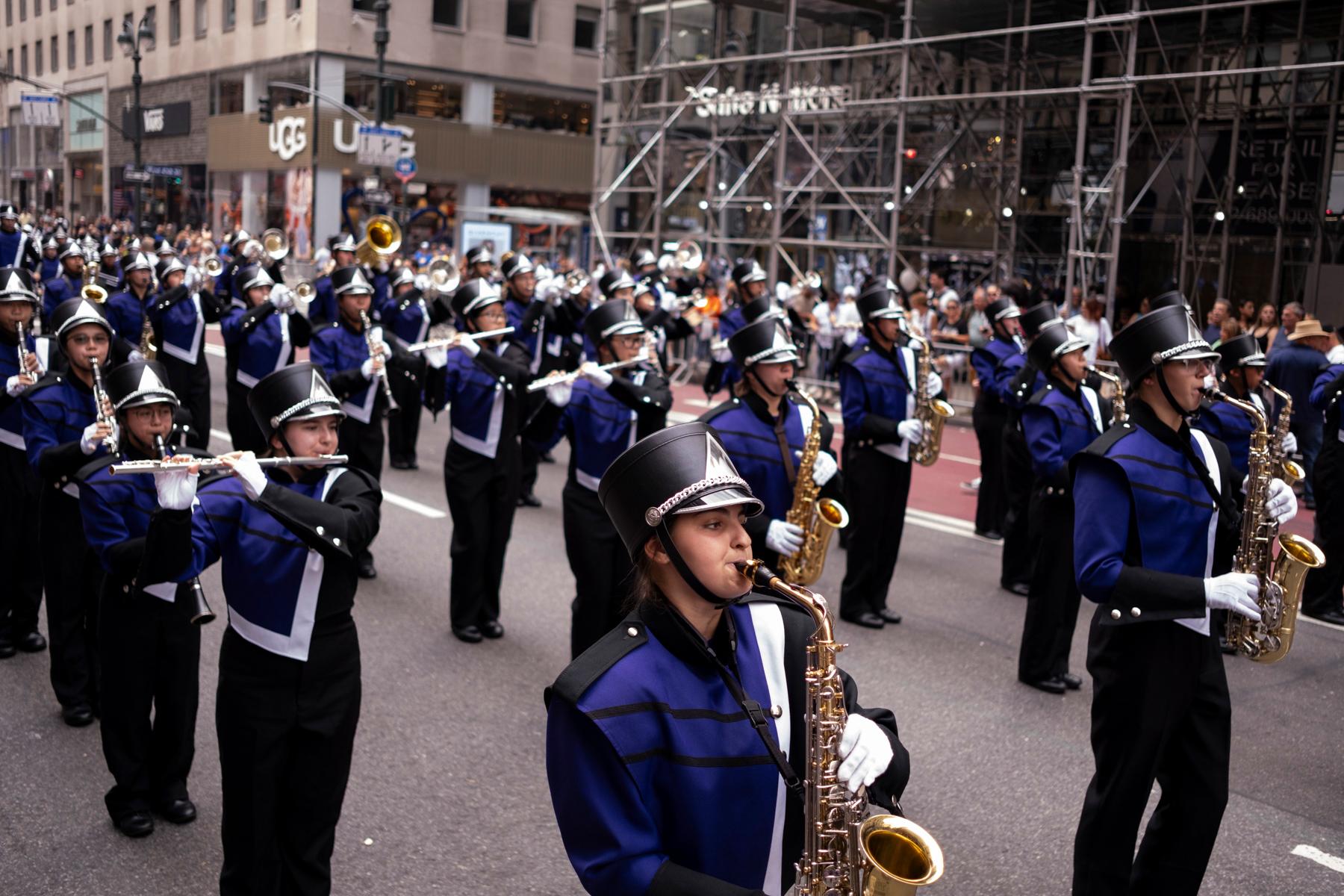 2023 New York City Labor Day Parade -  The Tottenville High School band, from Staten Island, performs at the Labor Day Parade in...