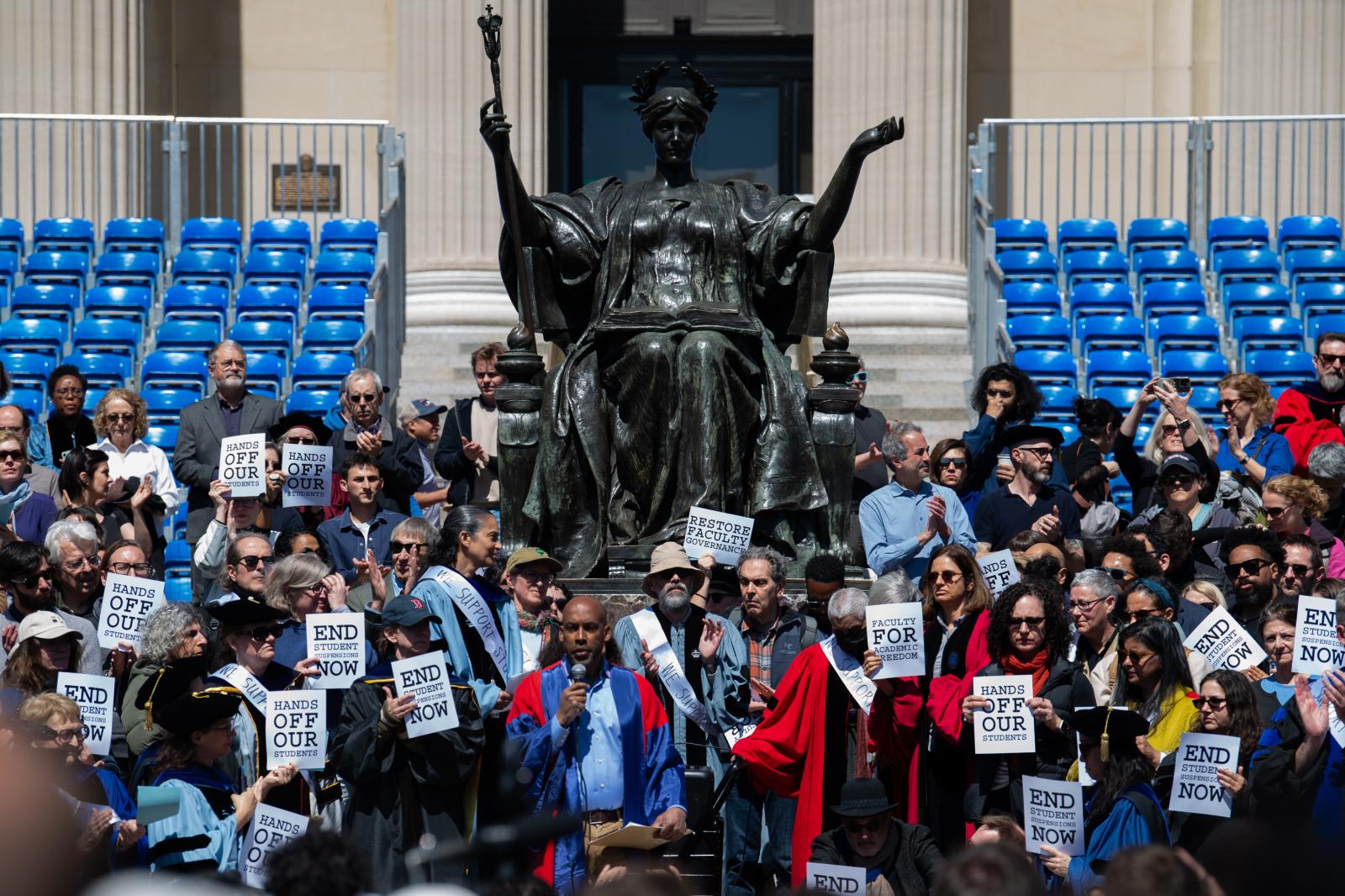 Columbia University faculty wal...pus, on Monday, April 22, 2024.