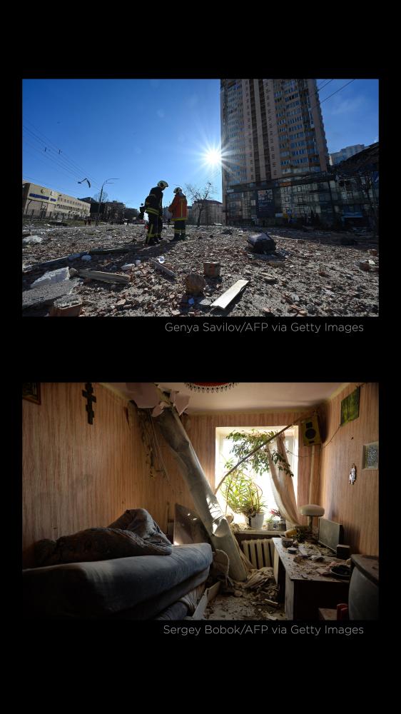 Photos: Ukrainians seek shelter as security forces defend against Russia's invasion