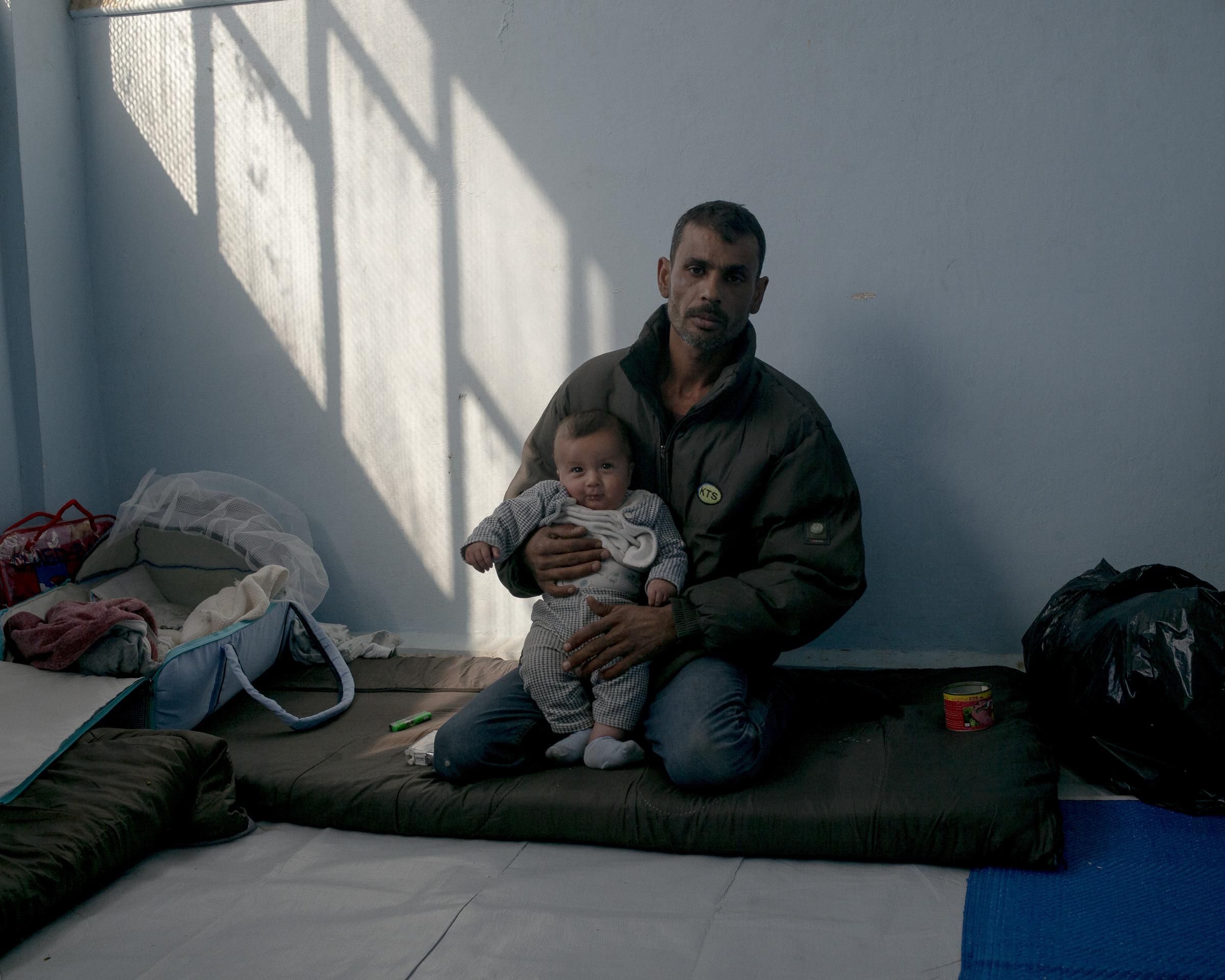 On National Geographic: 11 years into Syria's civil war, this is what life looks like -  Left : Hussein, 31, and son Ali, four months old, fled Ras-Al-Ain after the 2019 Turkish...