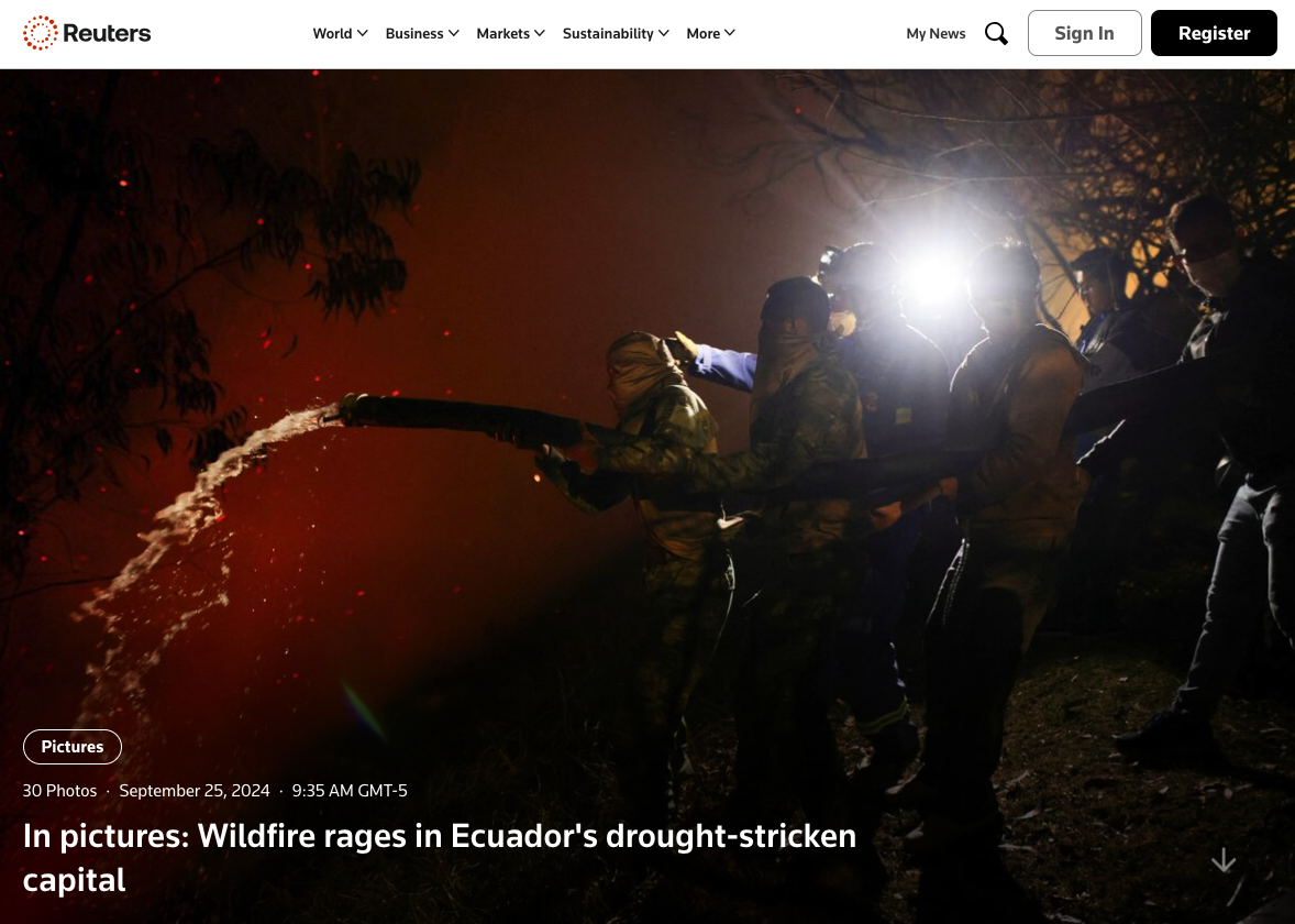 In pictures: Wildfire rages in Ecuador's drought-stricken capital