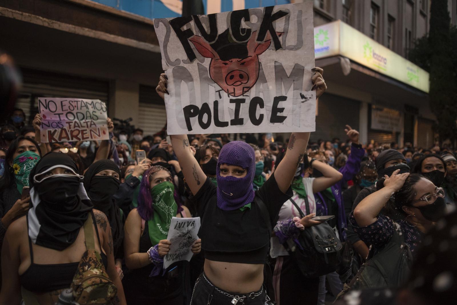 Feminist groups attend an event... Mexico, on September 14, 2020.