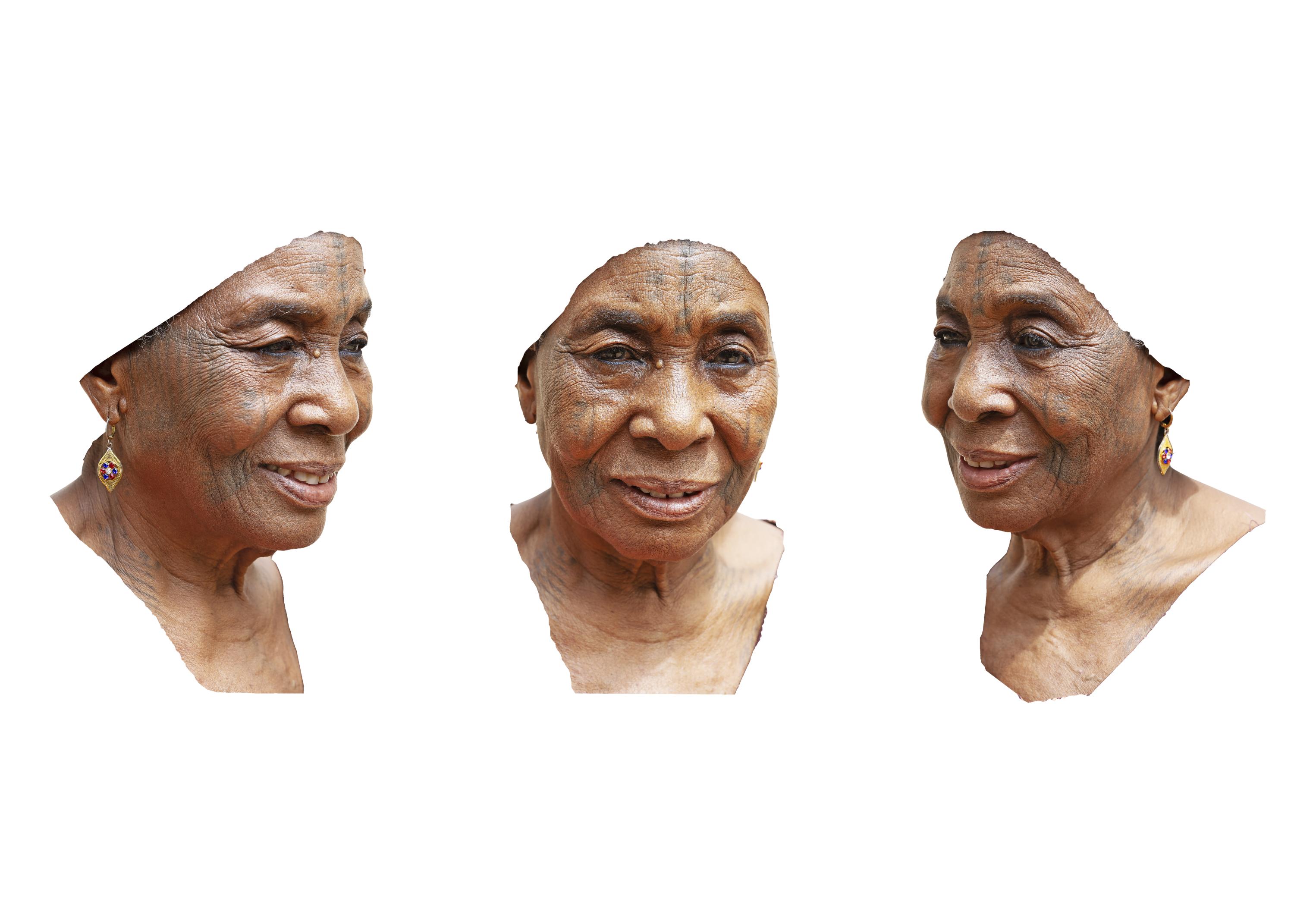 Azumi is pictured here with her cultural tattoos adorning her face. This image was made in Zaria, Kaduna State in October 2023. Azumi got her...