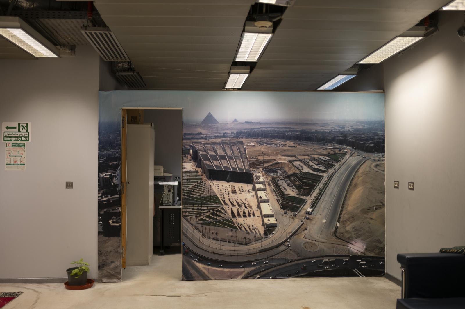 Museum and Pyramids poster moun...gypt. December 2023. Giza Egypt