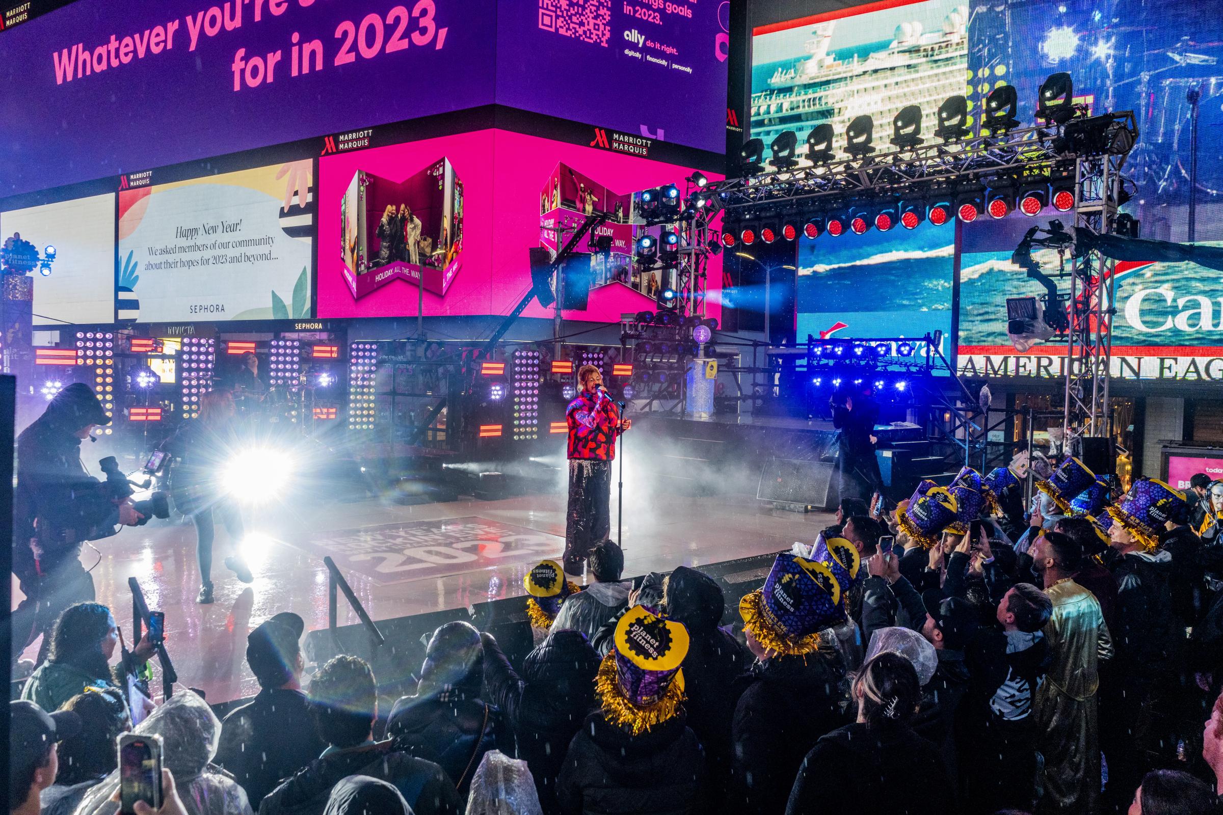 Times Square 2023 NYE Celebration - Singer JAX performs during the 2023 New Years Eve...