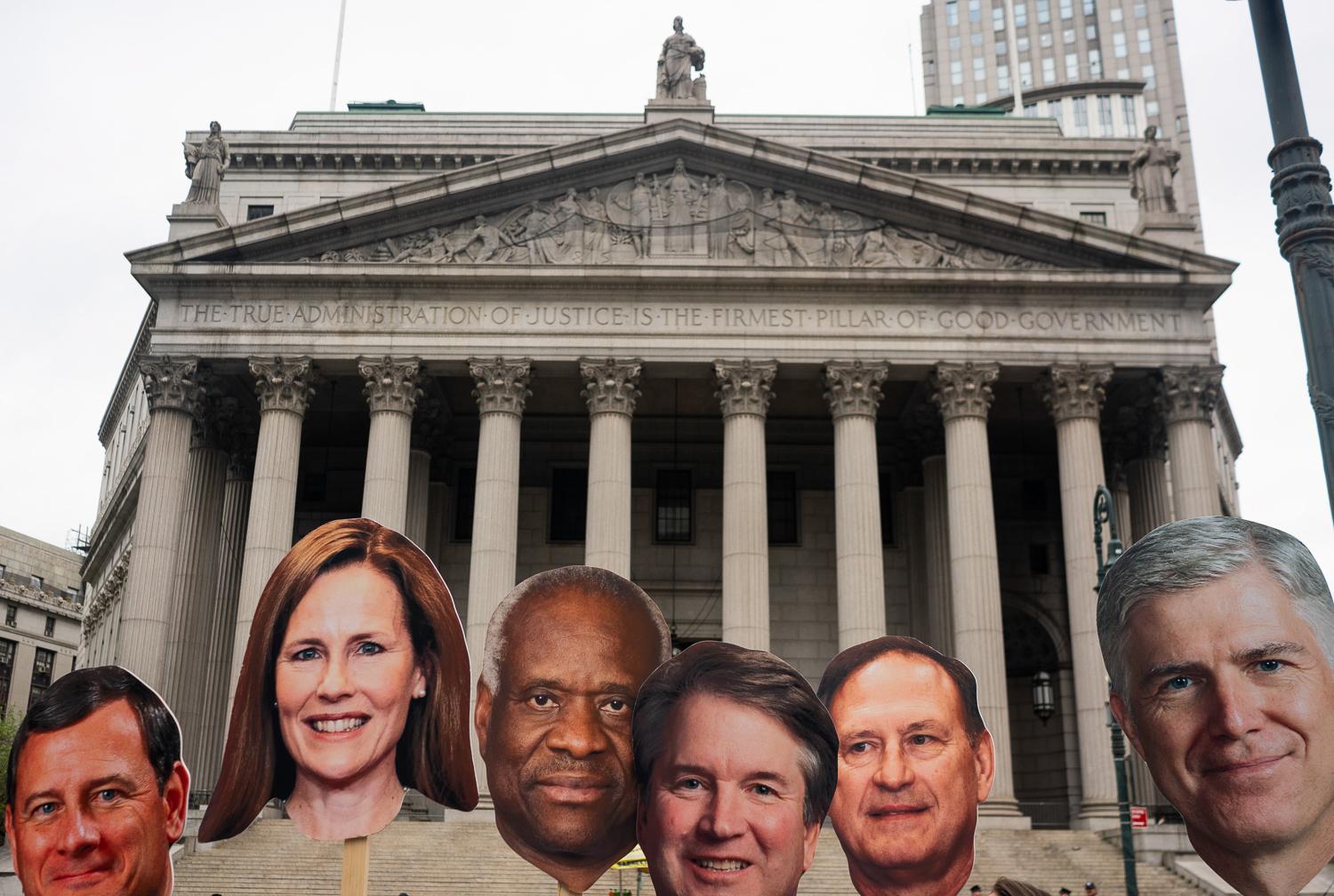 Roe v. Wade Protests - Cut-outs of the U.S. Supreme Court Justices are displayed...
