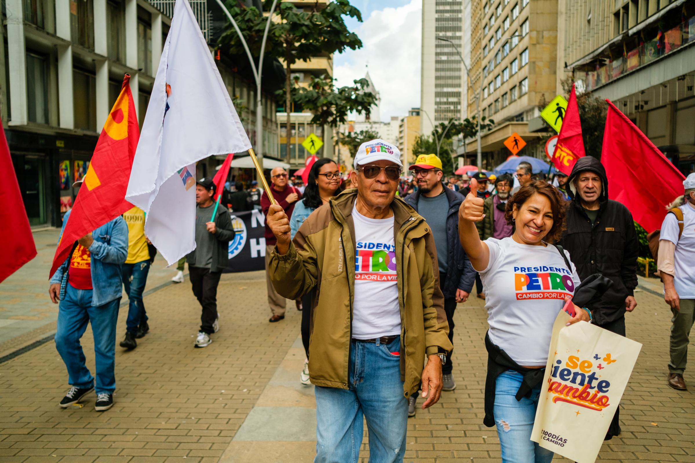Pro Petro One Hundred Day Support Gathering - Supporters of Gustavo Petro government gather in the...