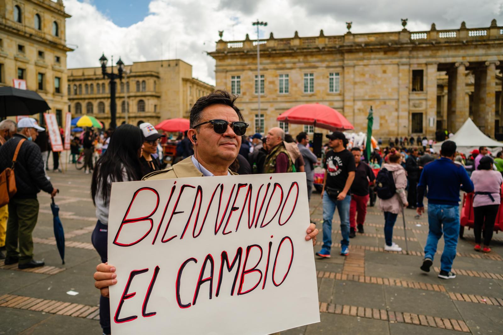 Supporters of Gustavo Petro gov... Colombia. PEDRO SA DA BANDEIRA