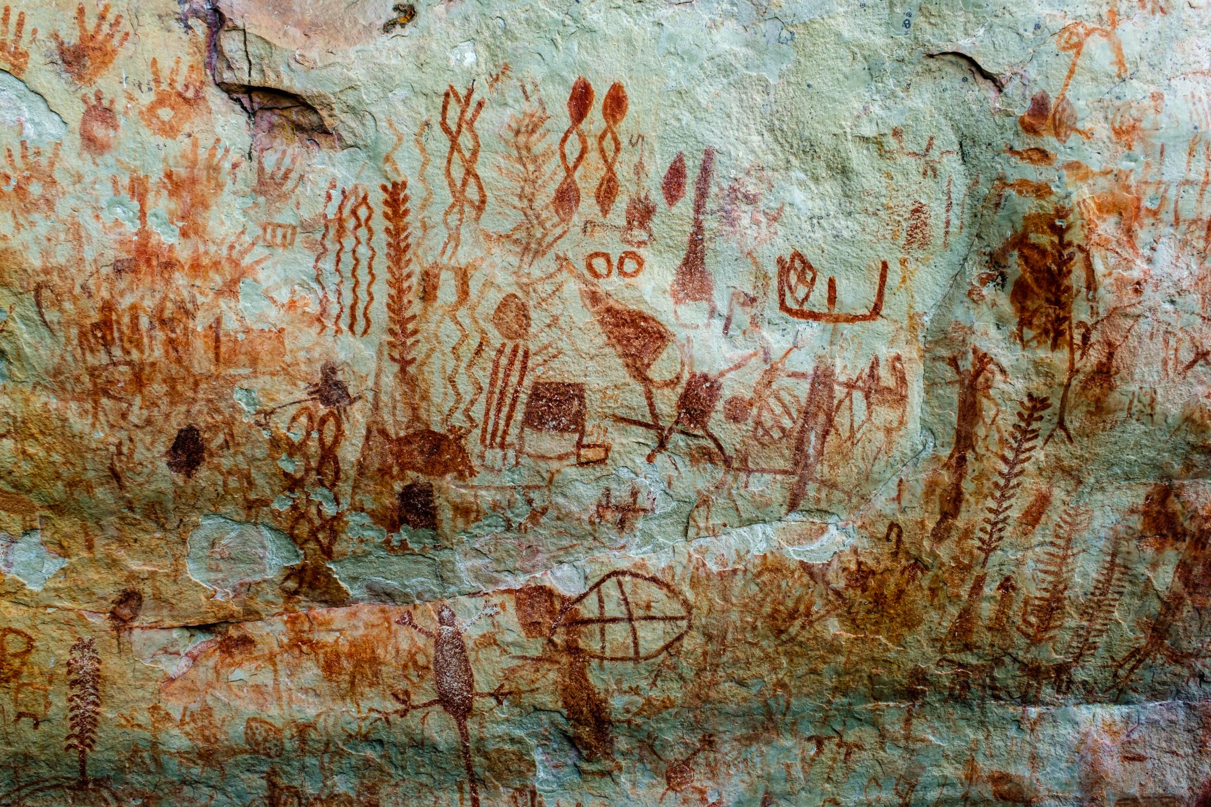 El Guaviare, Cave Paintings and Eco Tourism - Cerro Azul, Gravuras Rupestres. Mata amazonica. Guaviare,...
