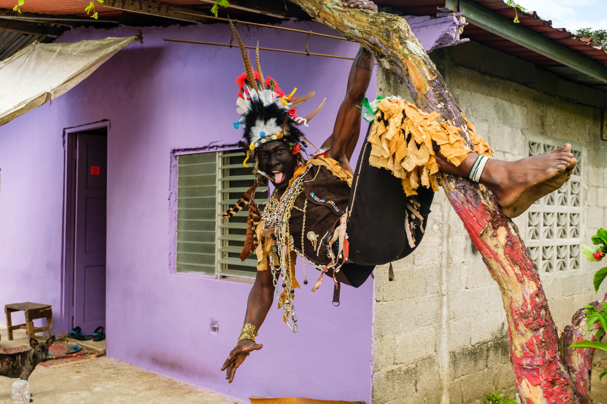 Congo Culture, Portobelo, Panama - Nelson, dressing and posing as a Congo. Congo traditions...