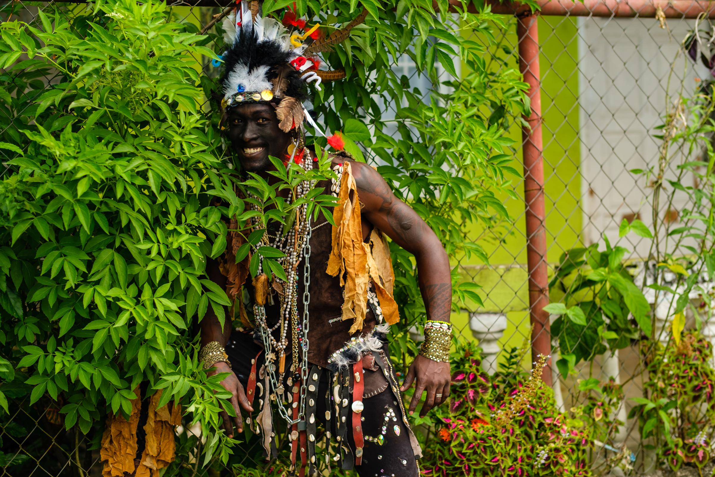 Congo Culture, Portobelo, Panama - Nelson, dressing and posing as a Congo. Congo traditions...