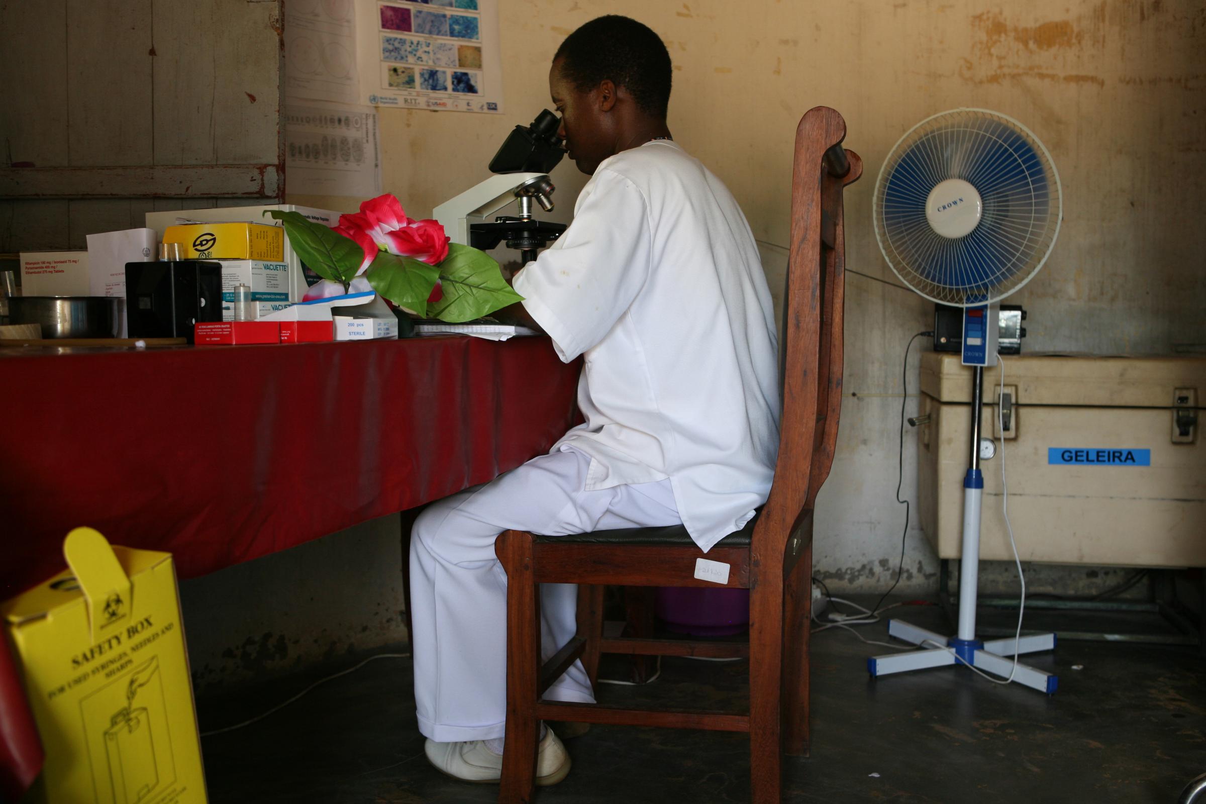 Malaria - Valdemiro, a young lab tecnician at the Rural Hospital of...