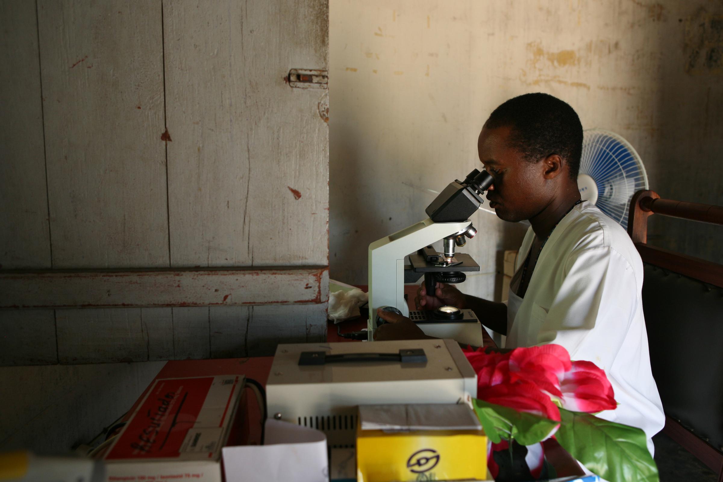 Malaria - Valdemiro, a young lab tecnician at the Rural Hospital of...