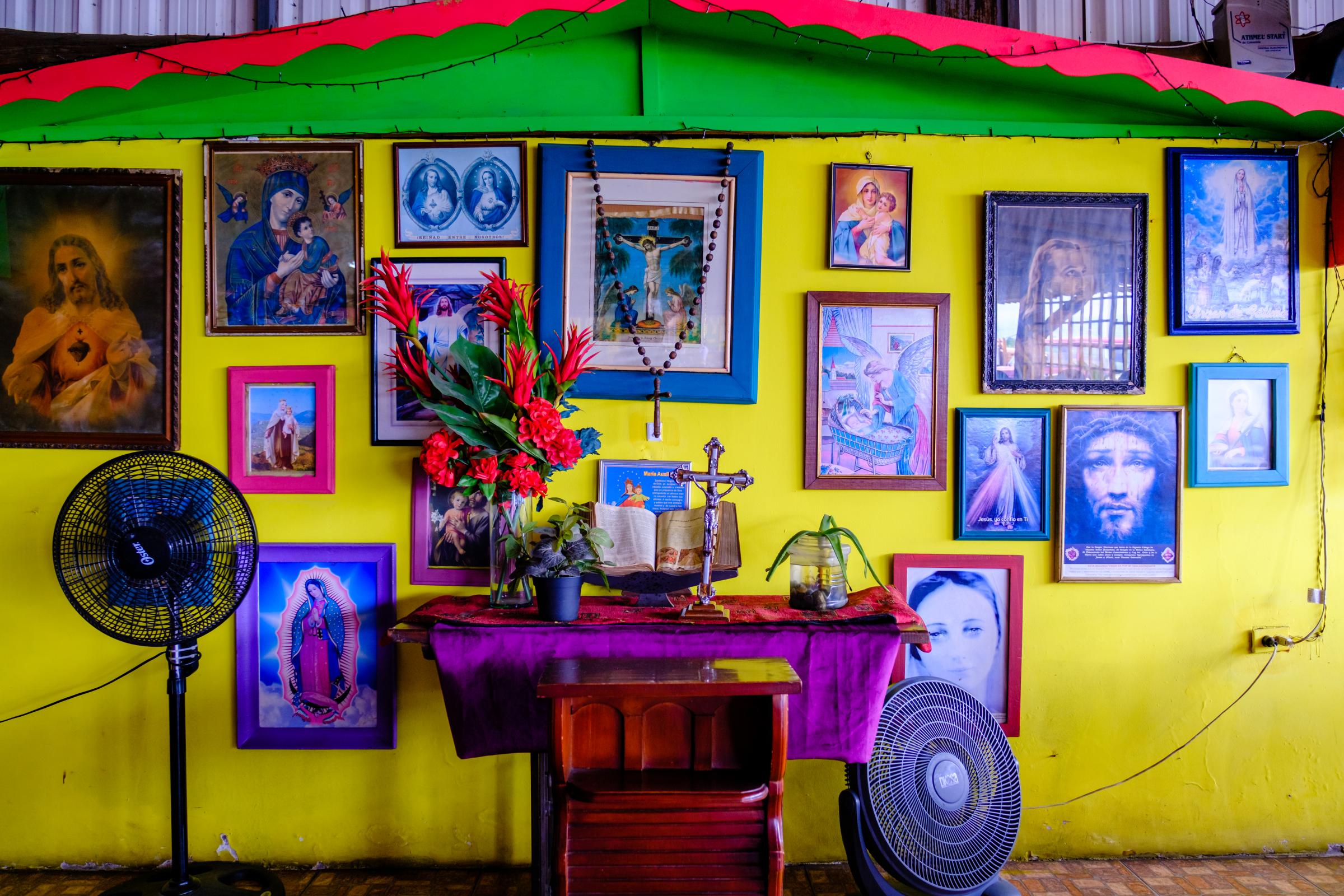 Eje Cafetero Colombia - Catholic Icons at a local restaurant at Armenia, Quindio,...