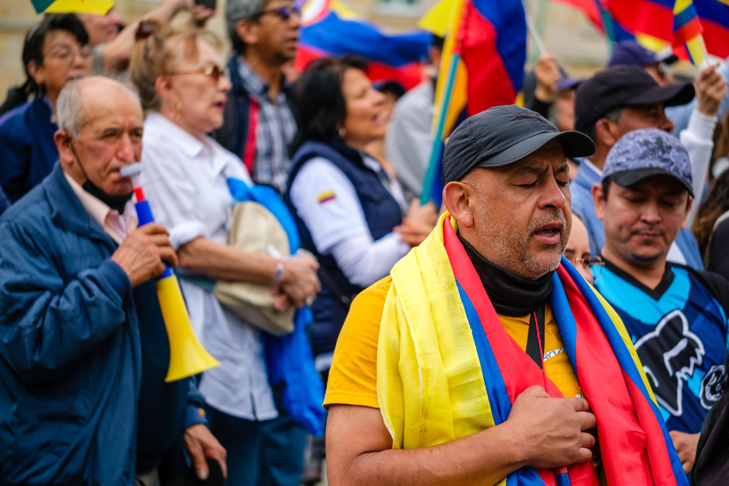 Conservative anti government rally Bogota - A consertive opposition to the Petro Government rallyed...