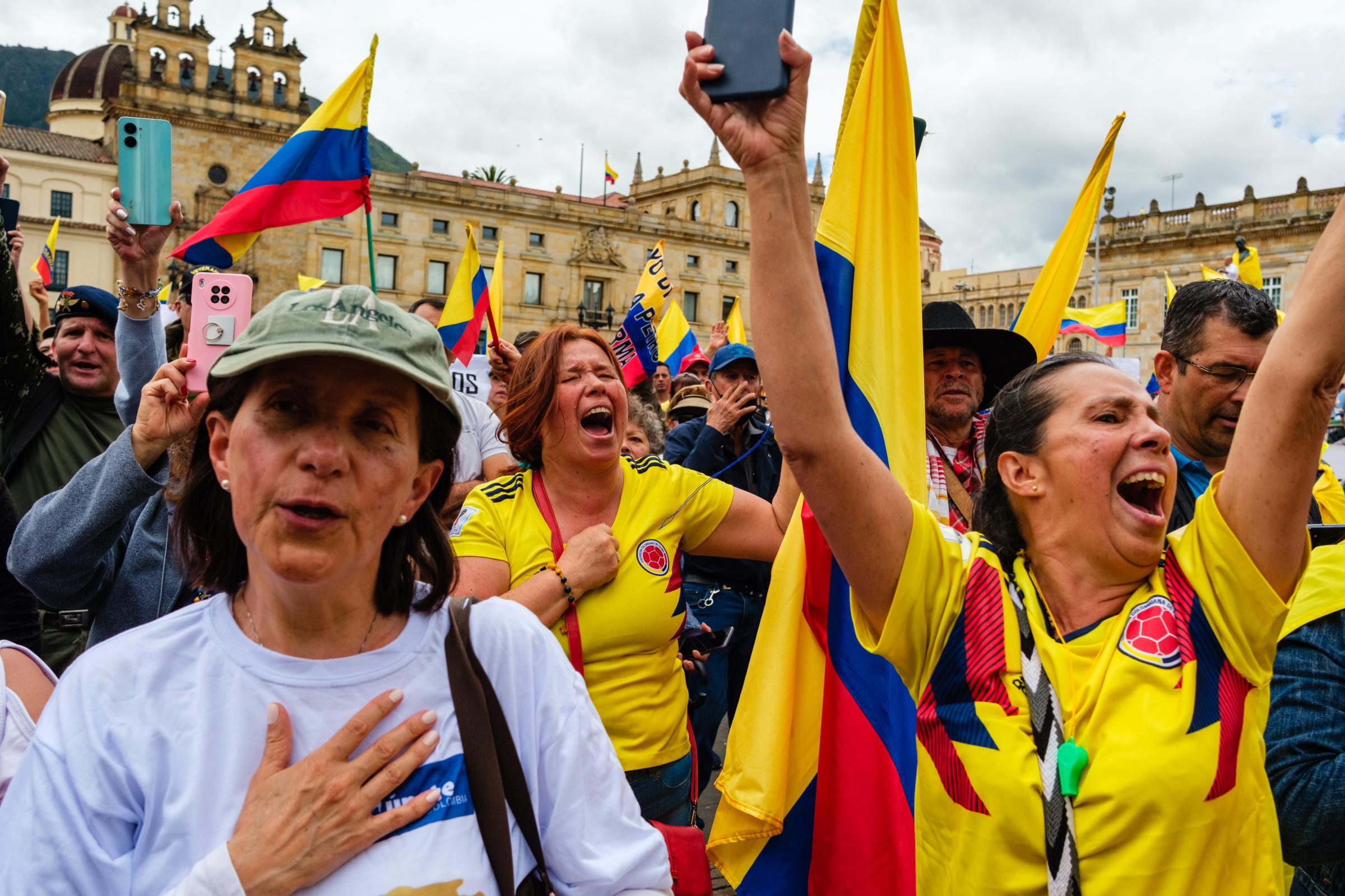 A consertive opposition to the Petro Government rallyed at the center of Bogota, asking for the President destitution. Bogota, Colombia.