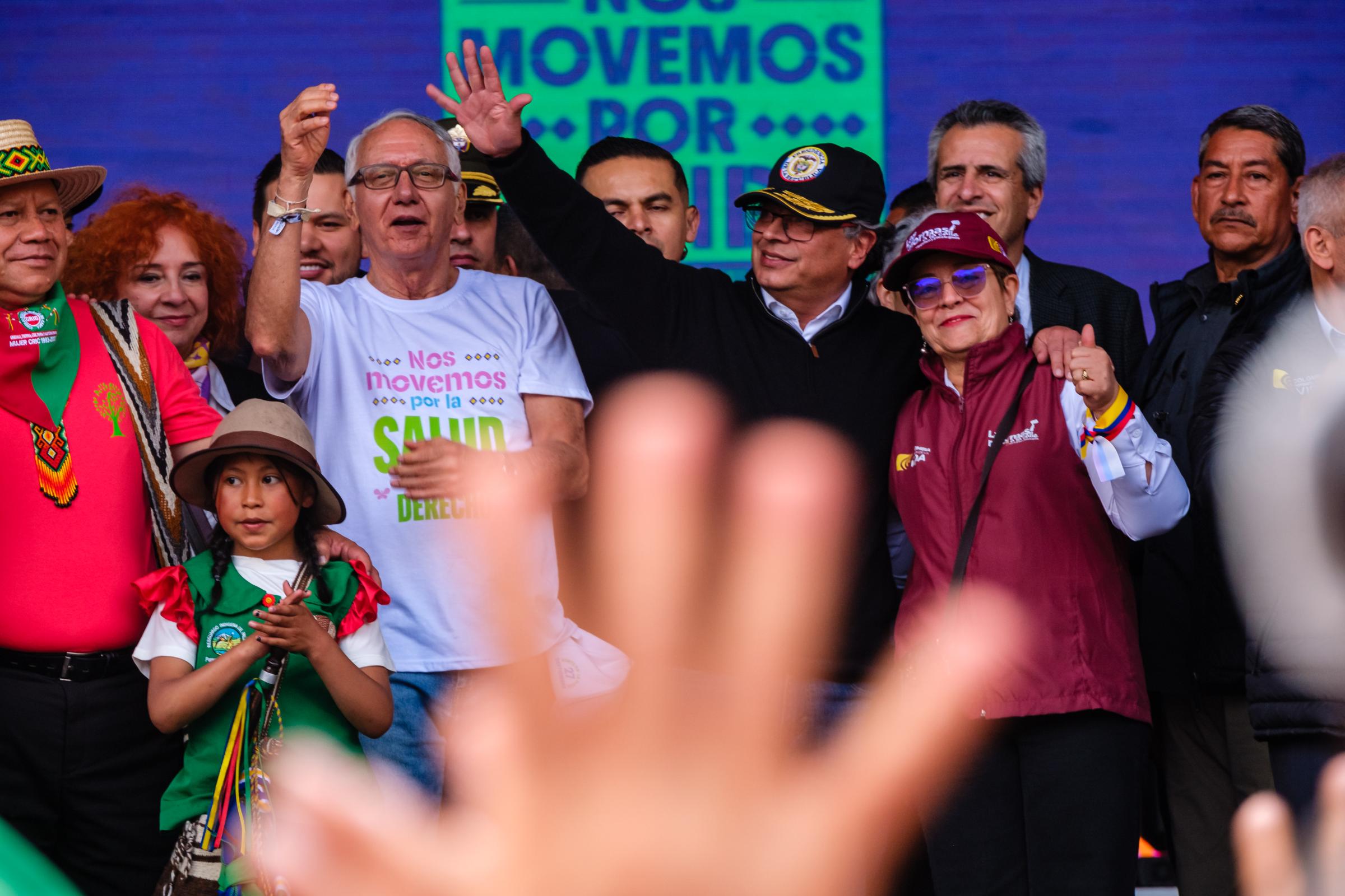 #23S Rally Bogota - Colombian President Gustavo Petro surrounded by  ...