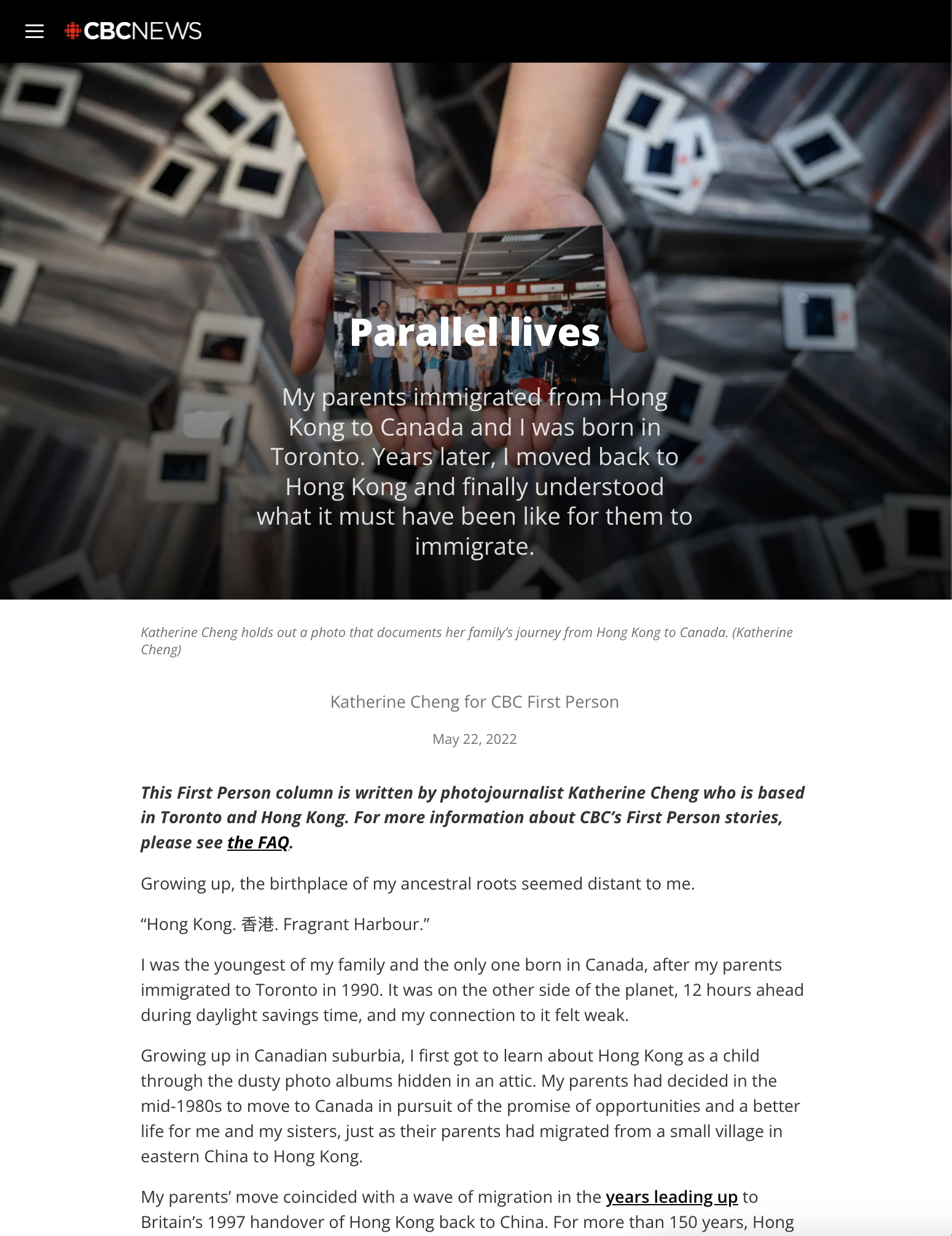 Image from TEARSHEET -  [CBC] First Persons: Parallel Lives 