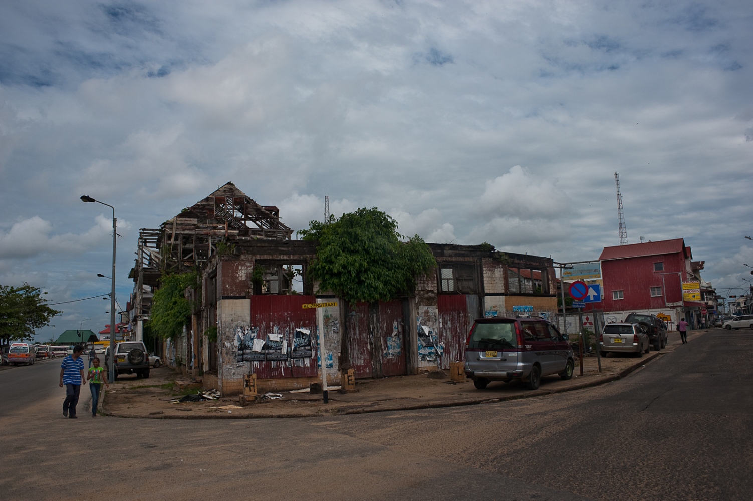 Suriname  -  Street corner in Paramaribo 