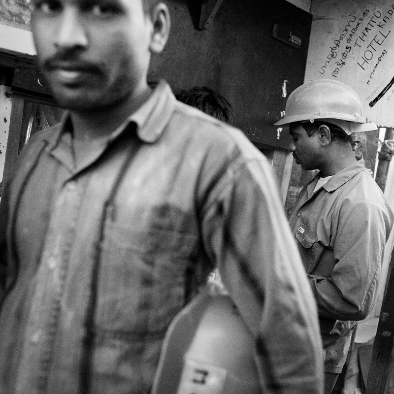 Innominate -  Construction workers enjoying a chai break. 