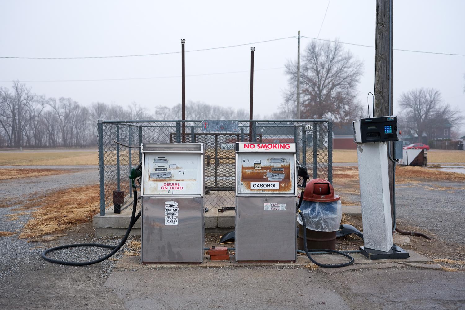 Niobium - An old gas station in downtown Elk Creek, Nebraska on...