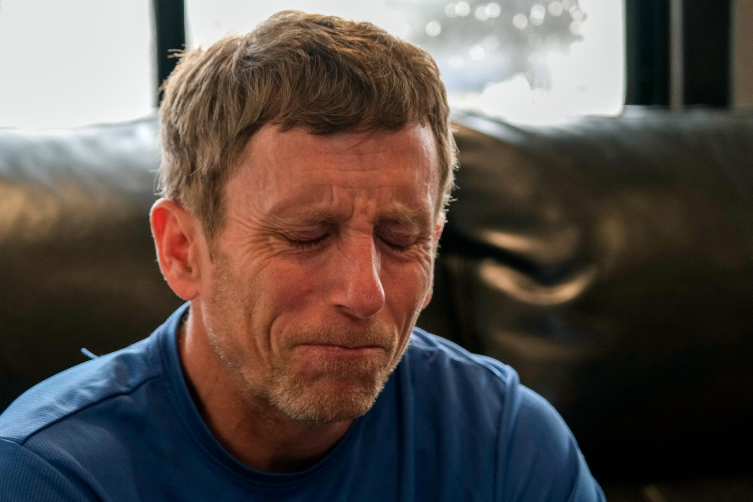 Floyd Bledsoe gets emotional recalling his broken relationships and his inability to always be emotionally present due to this time in prison, at his home in Hutchinson, Kansas, USA on January 15, 2022. Assignment code 20220115InnocentMan Hutchinson USA