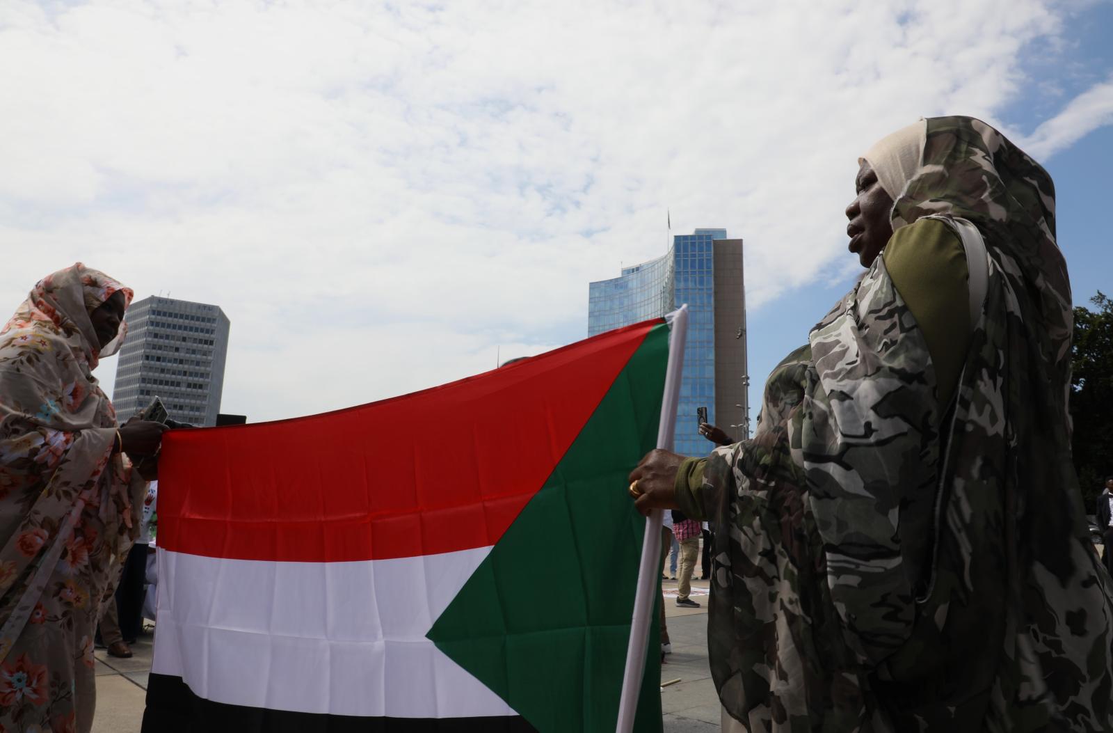 Manifestation à Genève contre la guerre au Soudan.