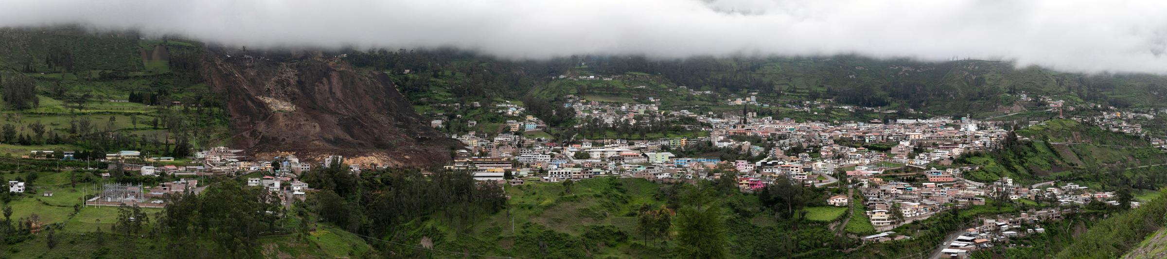 Landslide in Alausí, Chimborazo - For Reuters - Panoramic view of Alausí, a town in the central...