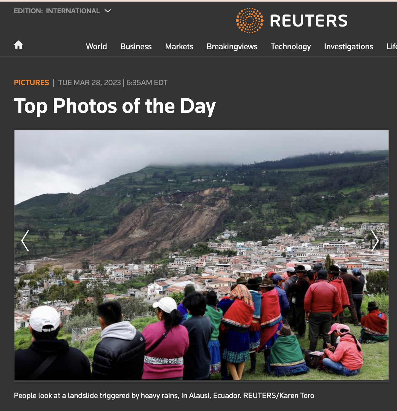 Image from Tearsheets - Coverage of the landslide in Alausí, rural...
