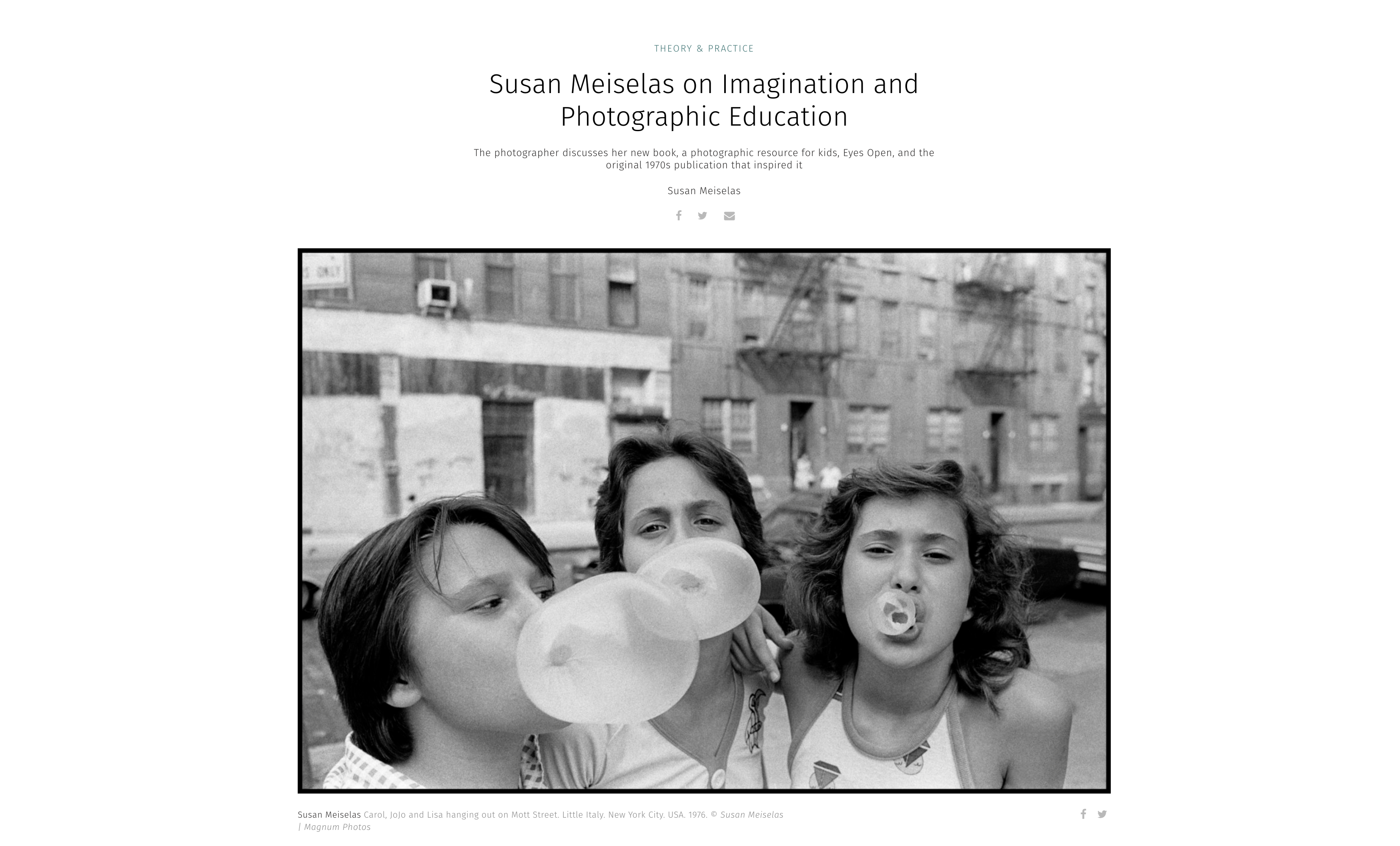 Magnum Photos: Susan Meiselas on Imagination and Photographic Education